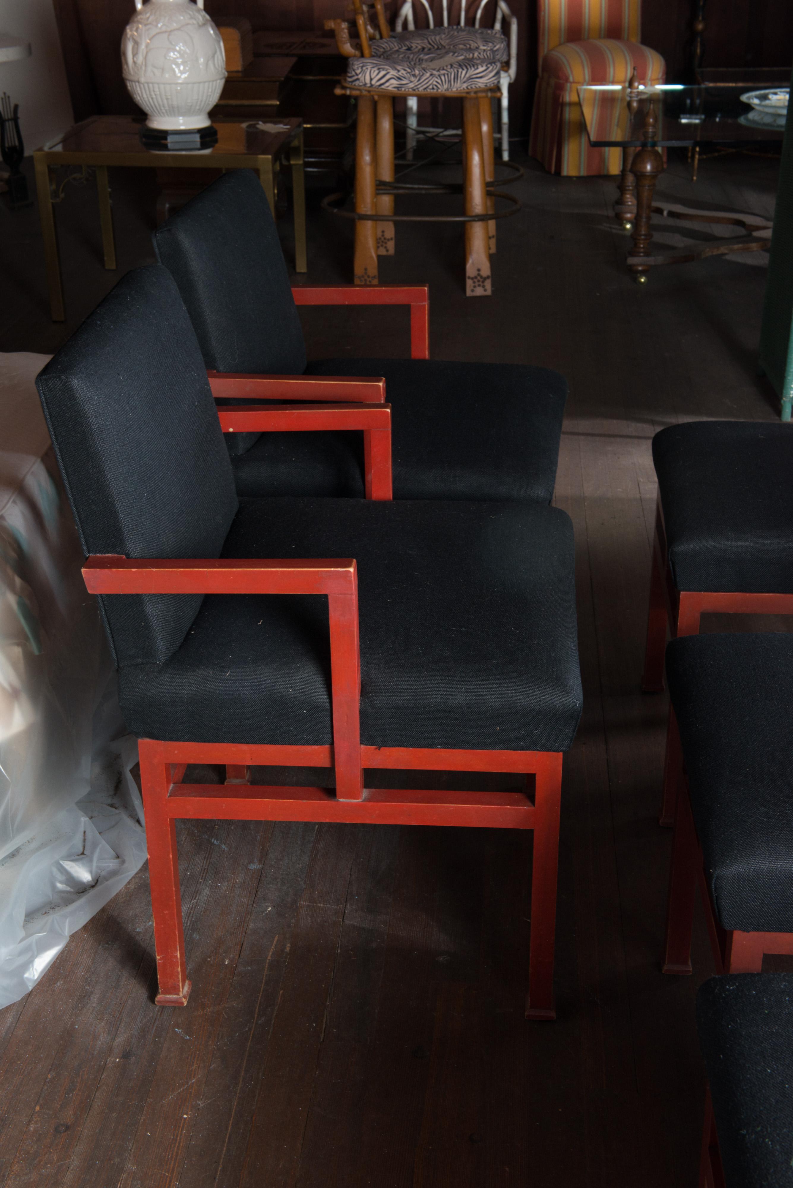 Set of Twelve Art Moderne Red Dining Chairs, 1940s For Sale 5