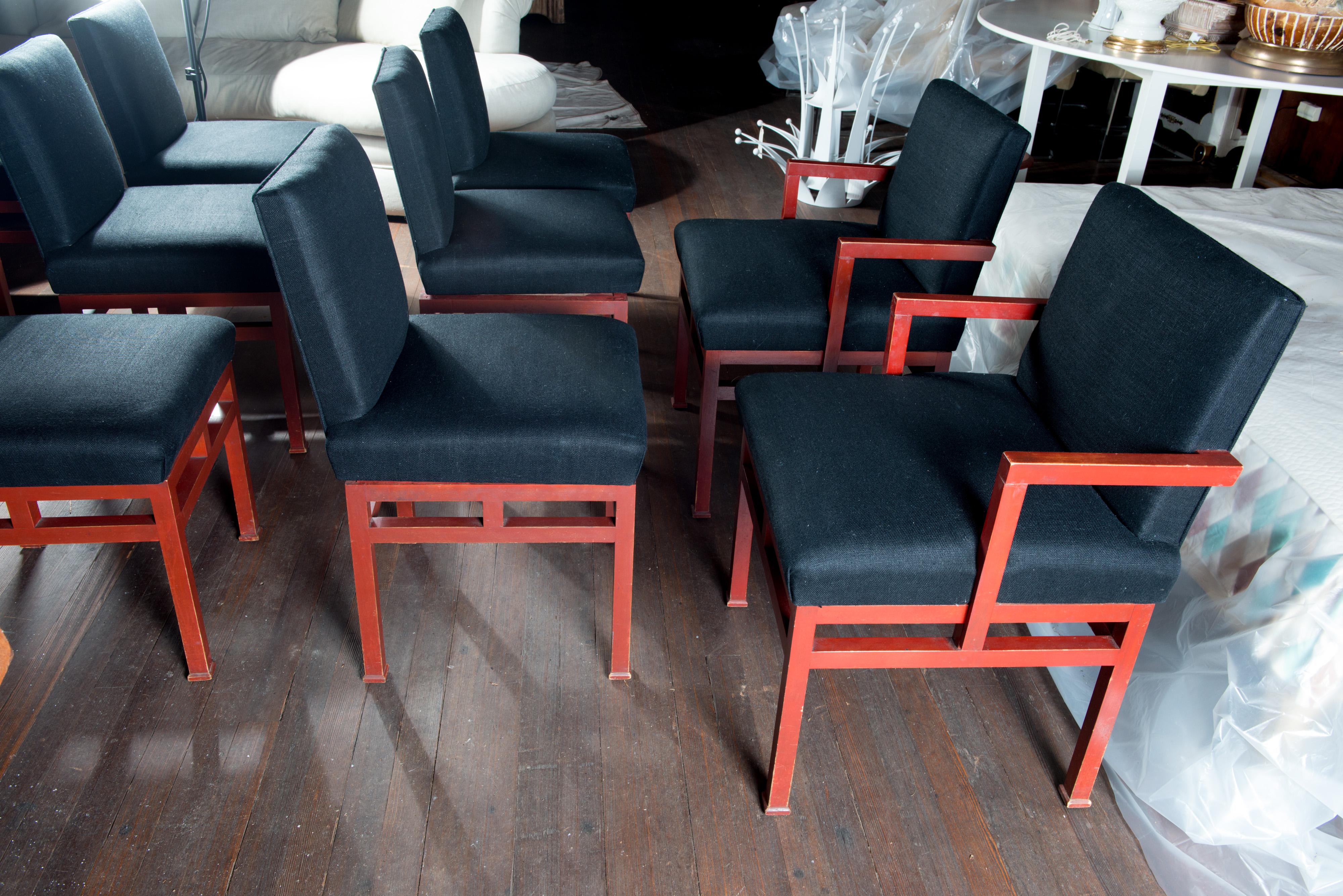 Set of Twelve Art Moderne Red Dining Chairs, 1940s For Sale 8