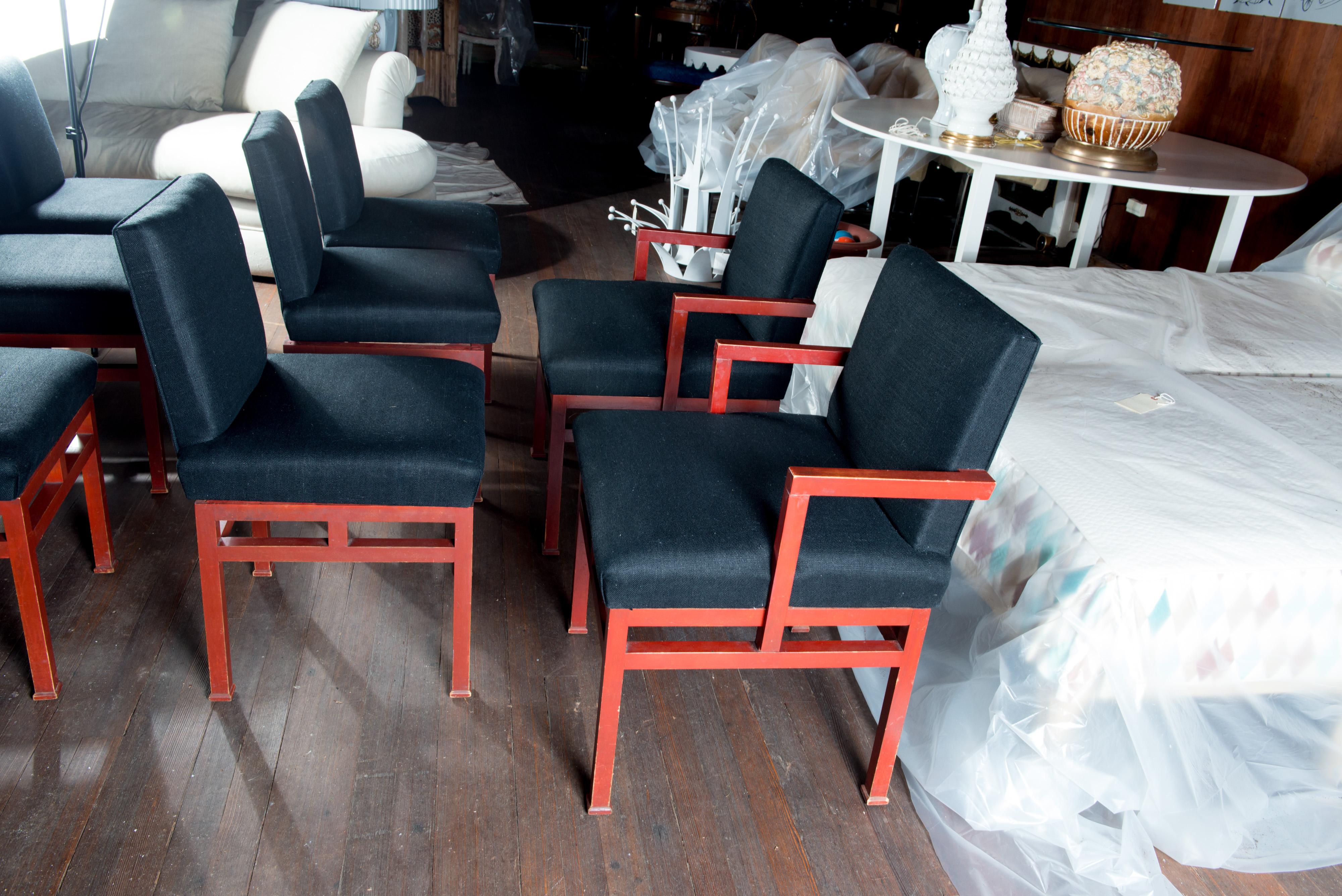 Set of Twelve Art Moderne Red Dining Chairs, 1940s For Sale 9