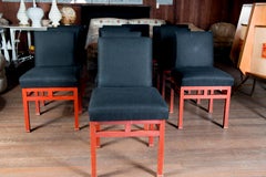 Set of Twelve Art Moderne Red Dining Chairs, 1940s