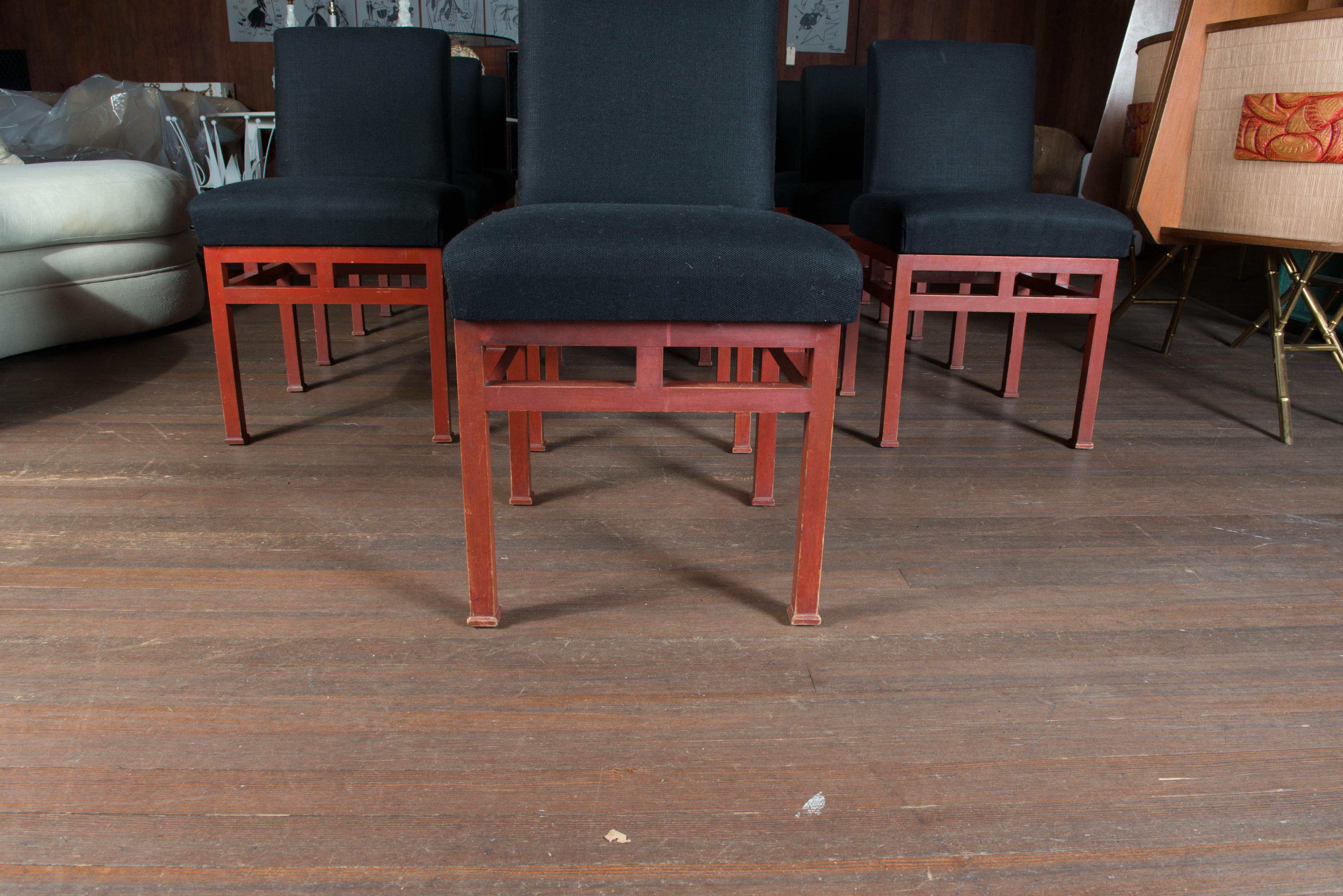 Set of Twelve Art Moderne Red Dining Chairs, 1940s In Good Condition For Sale In Stamford, CT