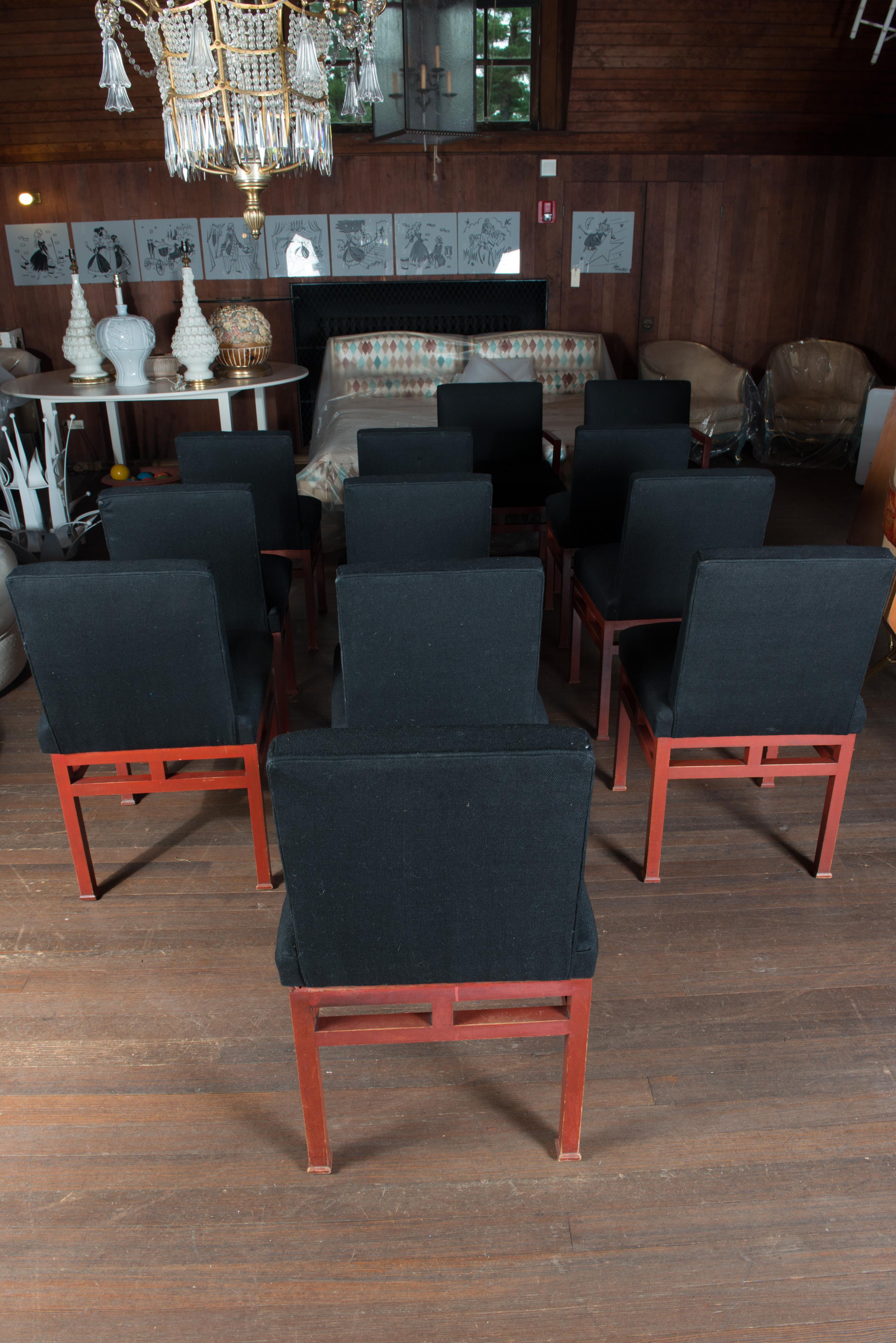 Set of Twelve Art Moderne Red Dining Chairs, 1940s For Sale 2