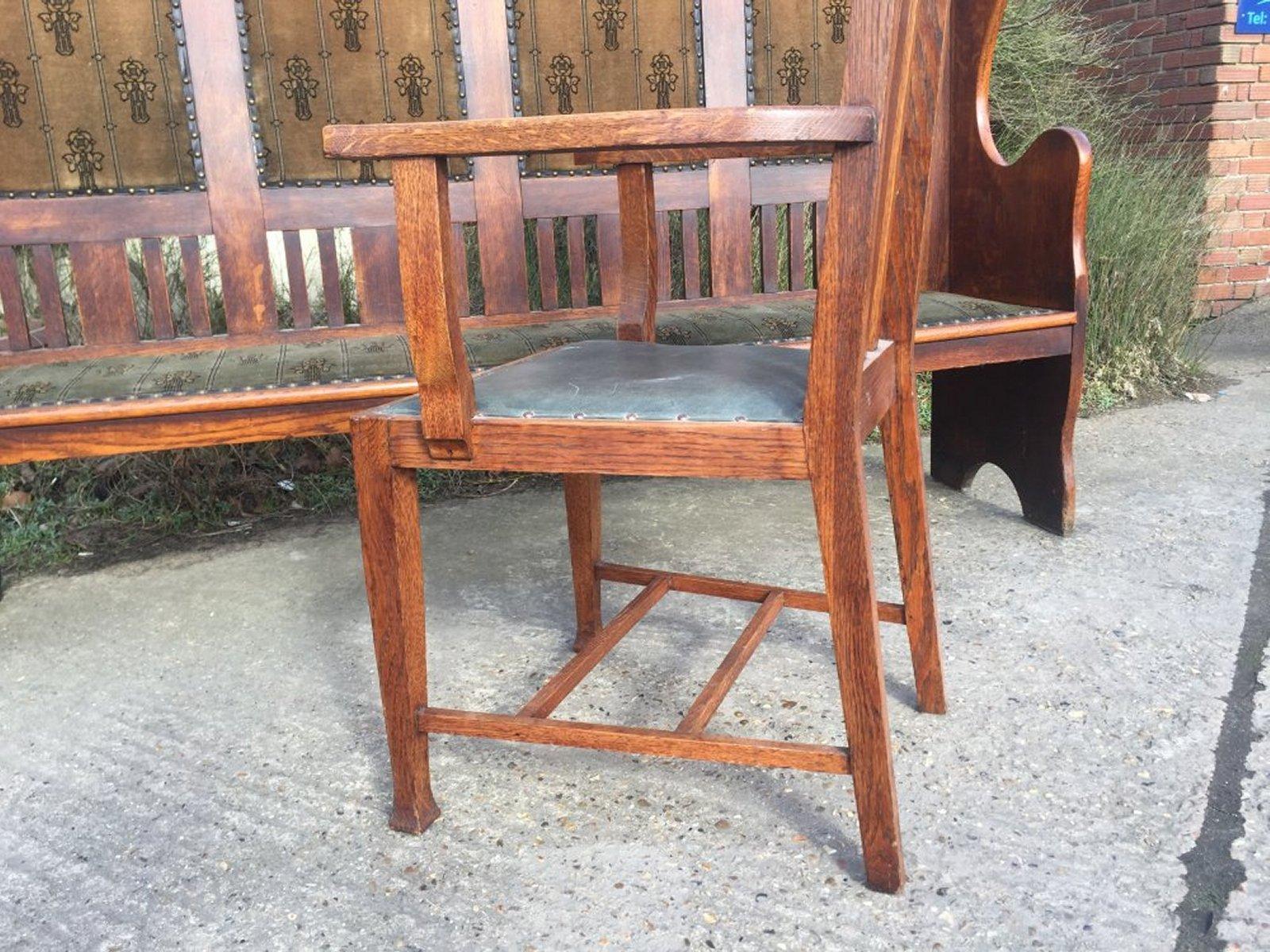 Early 20th Century Set of Twelve Arts & Crafts Glasgow School Oak Dining Chairs with Tulip Details