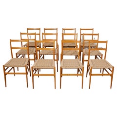 Set of Twelve Ash Wood Leggera Dining Chairs by Gio Ponti for Cassina, Italy