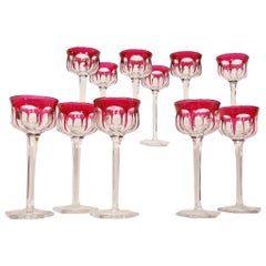 Set of Twelve Baccarat Hartcourt Wine Rhine Amethyst Color Mark under the Base