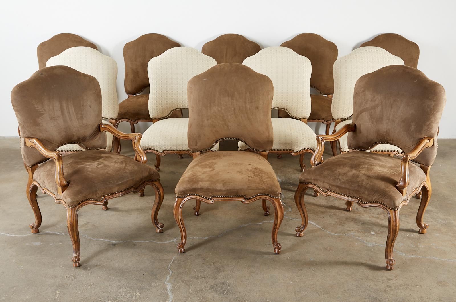 Hand-Crafted Set of Twelve Baroque Style Dining Chairs by Kreiss Collection