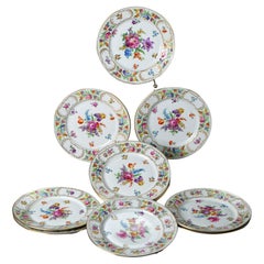 Vintage Set of Twelve Bavarian Schumann Floral China Luncheon Plates 20th C