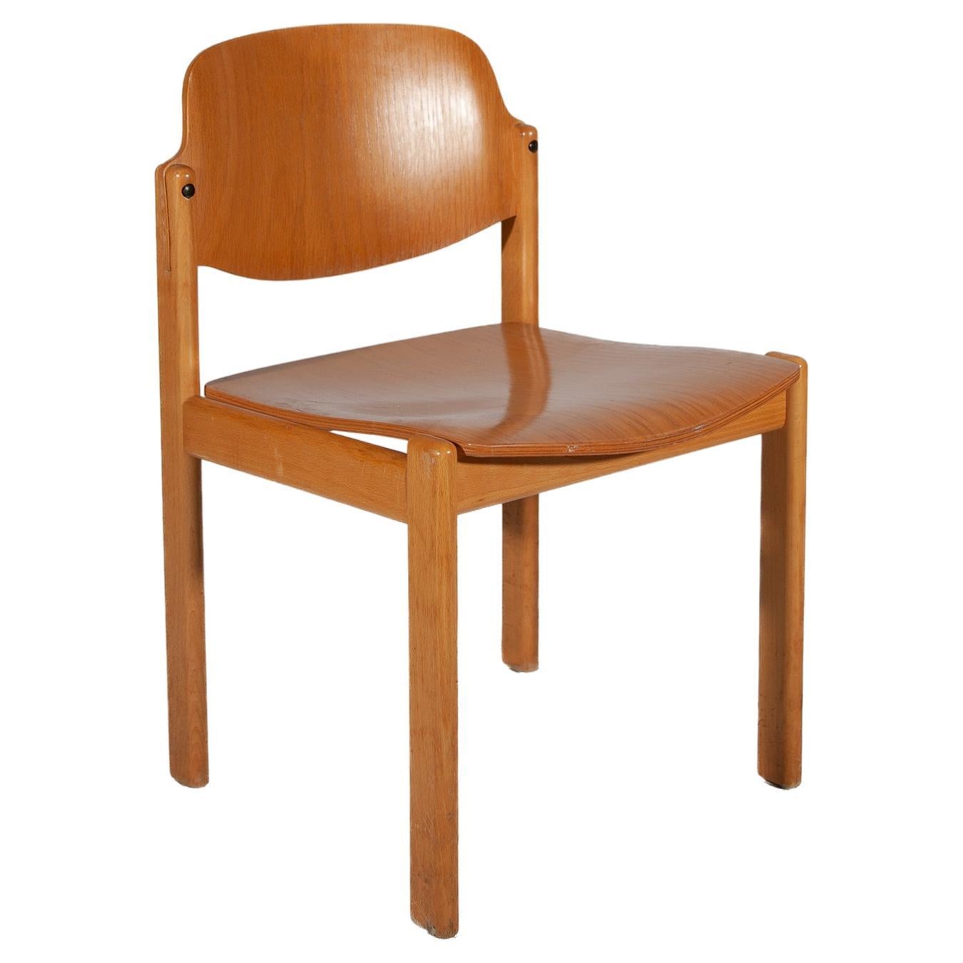 Set of Twelve Beech Wood Dining Chairs, Germany 1970s For Sale