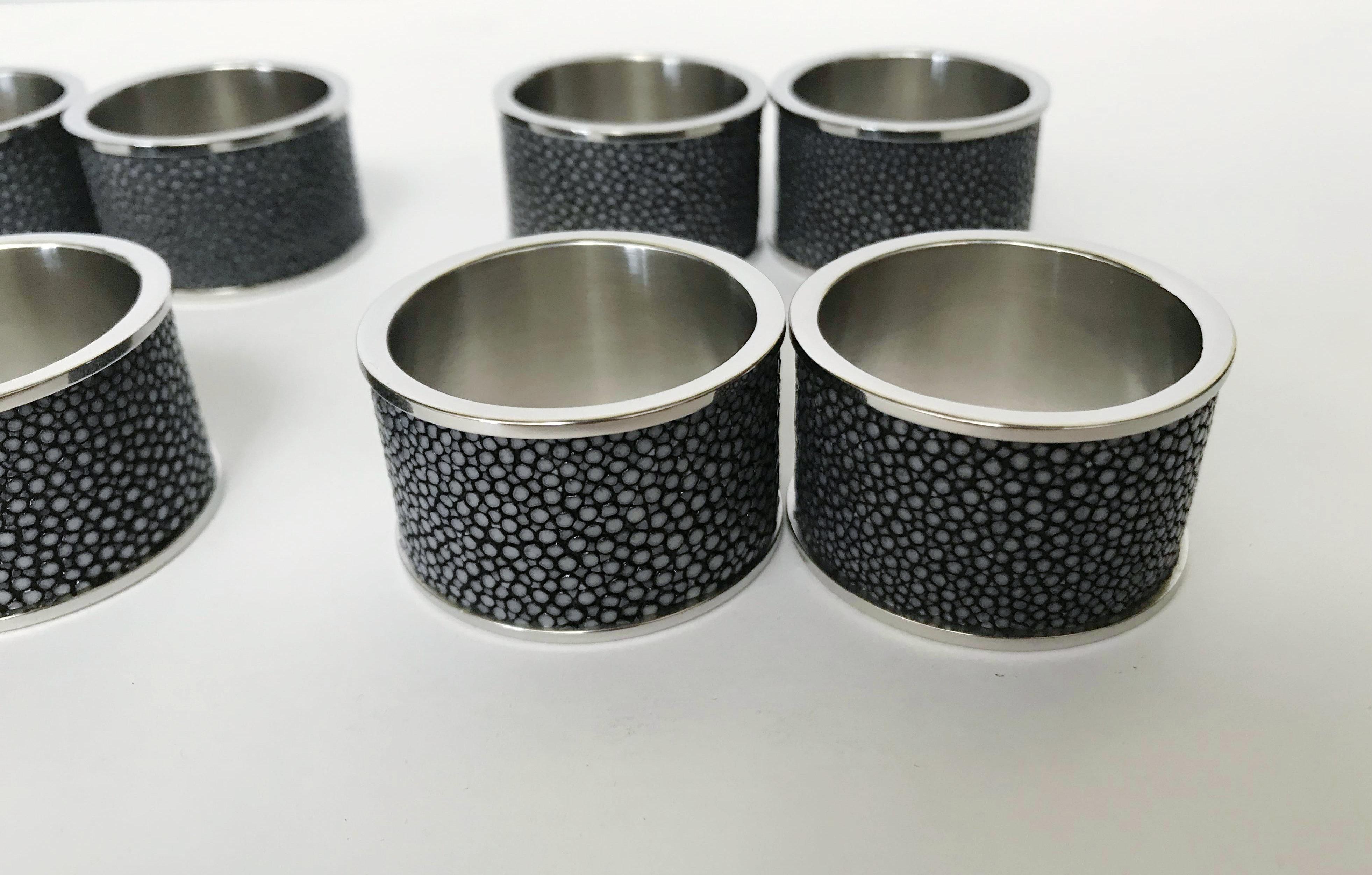 Set di dodici portatovaglioli in zigrino nero di Fabio Ltd - ULTIMO 1 IN MAGAZZINO In condizioni ottime a Los Angeles, CA