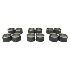 Set of Twelve Black Shagreen Napkin Rings by Fabio Ltd