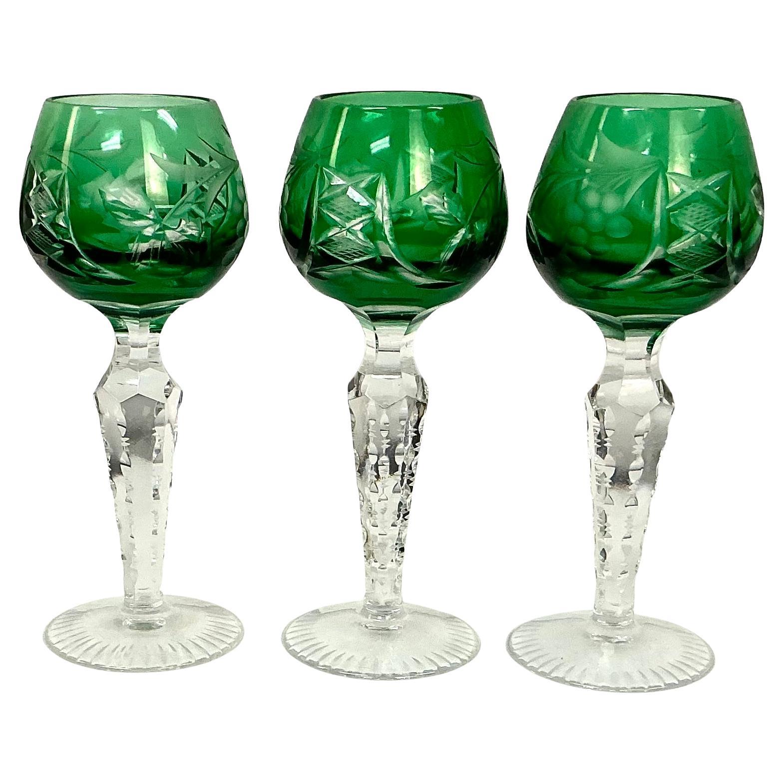 Set of Twelve Bohemian Crystal Cordial Glasses For Sale 4