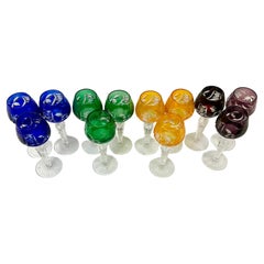 Set of Twelve Bohemian Crystal Cordial Glasses