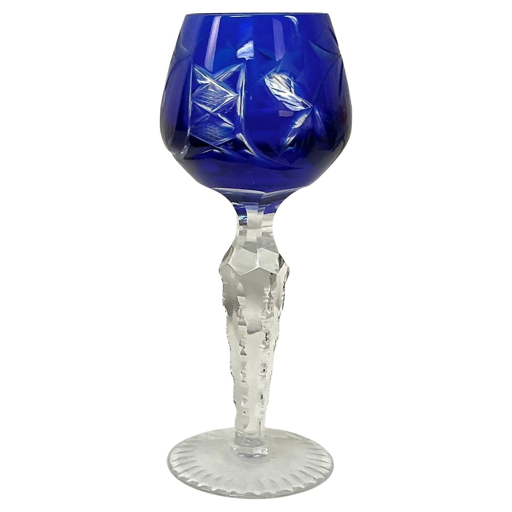 Mid-Century Modern Set of Twelve Bohemian Crystal Cordial Glasses For Sale