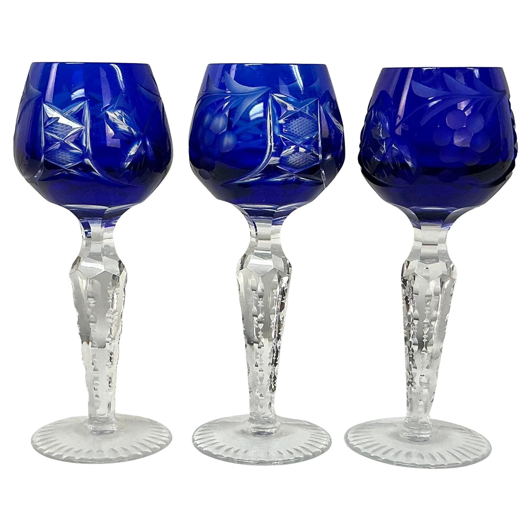 Set of Twelve Bohemian Crystal Cordial Glasses For Sale 1