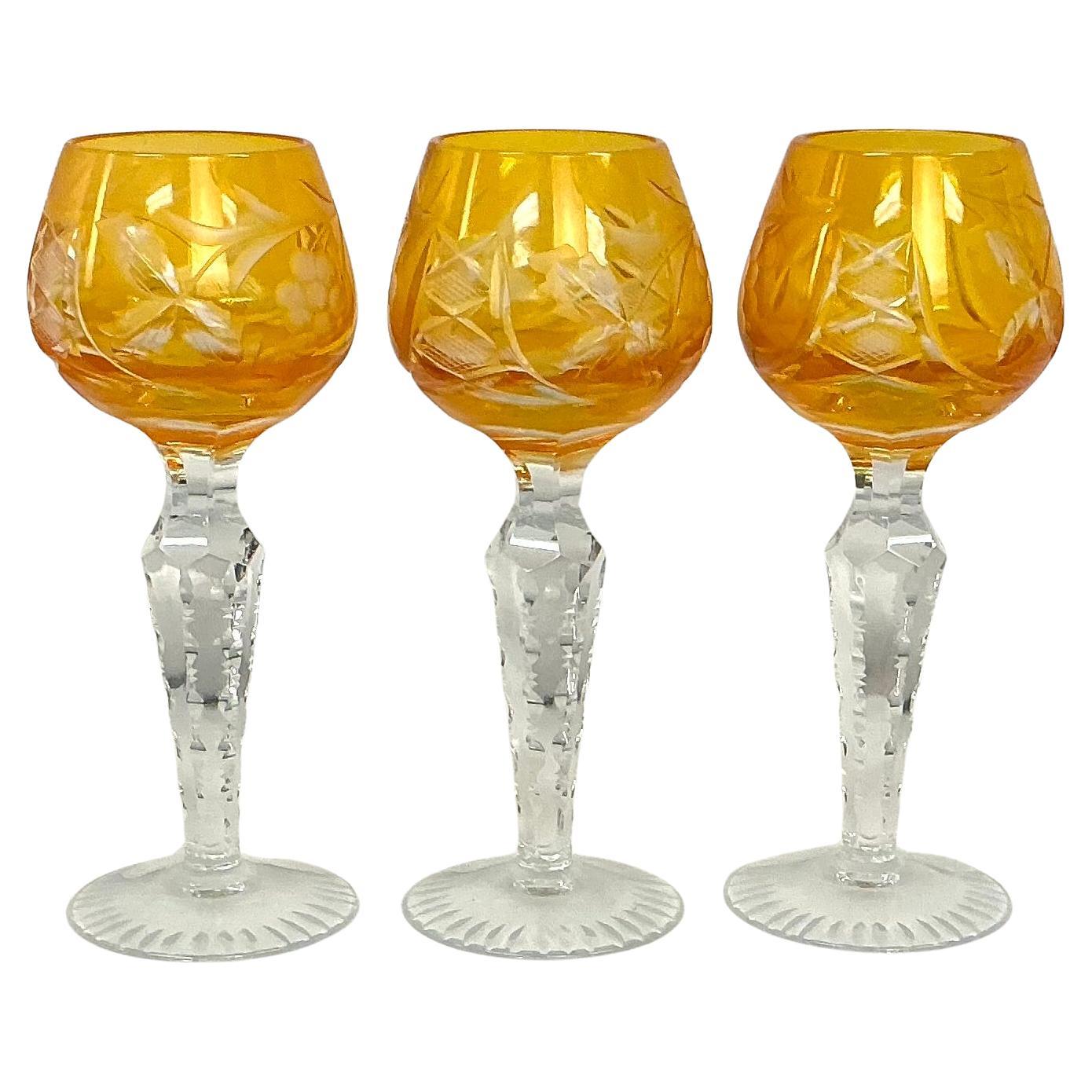 Set of Twelve Bohemian Crystal Cordial Glasses For Sale 2