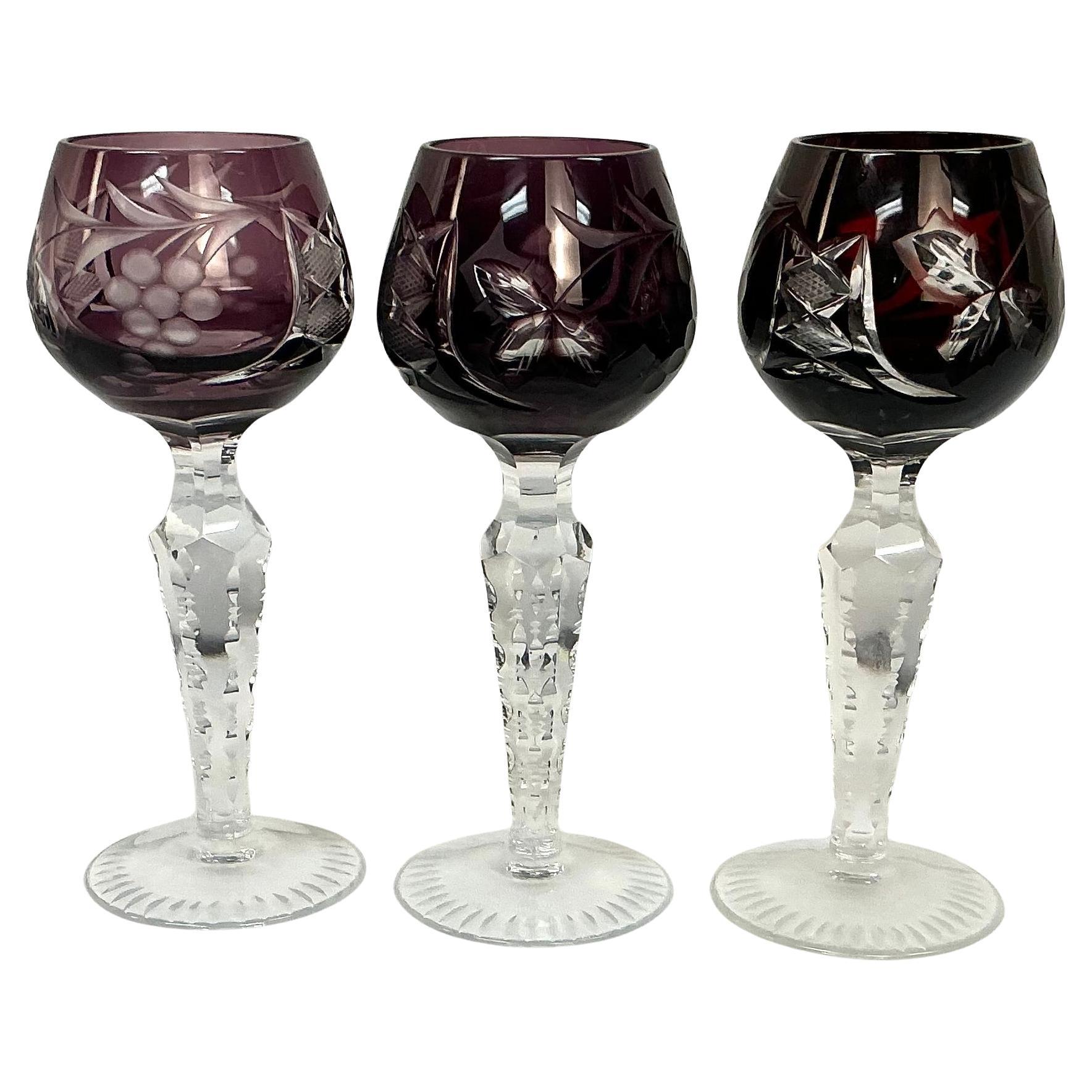 Set of Twelve Bohemian Crystal Cordial Glasses For Sale 3