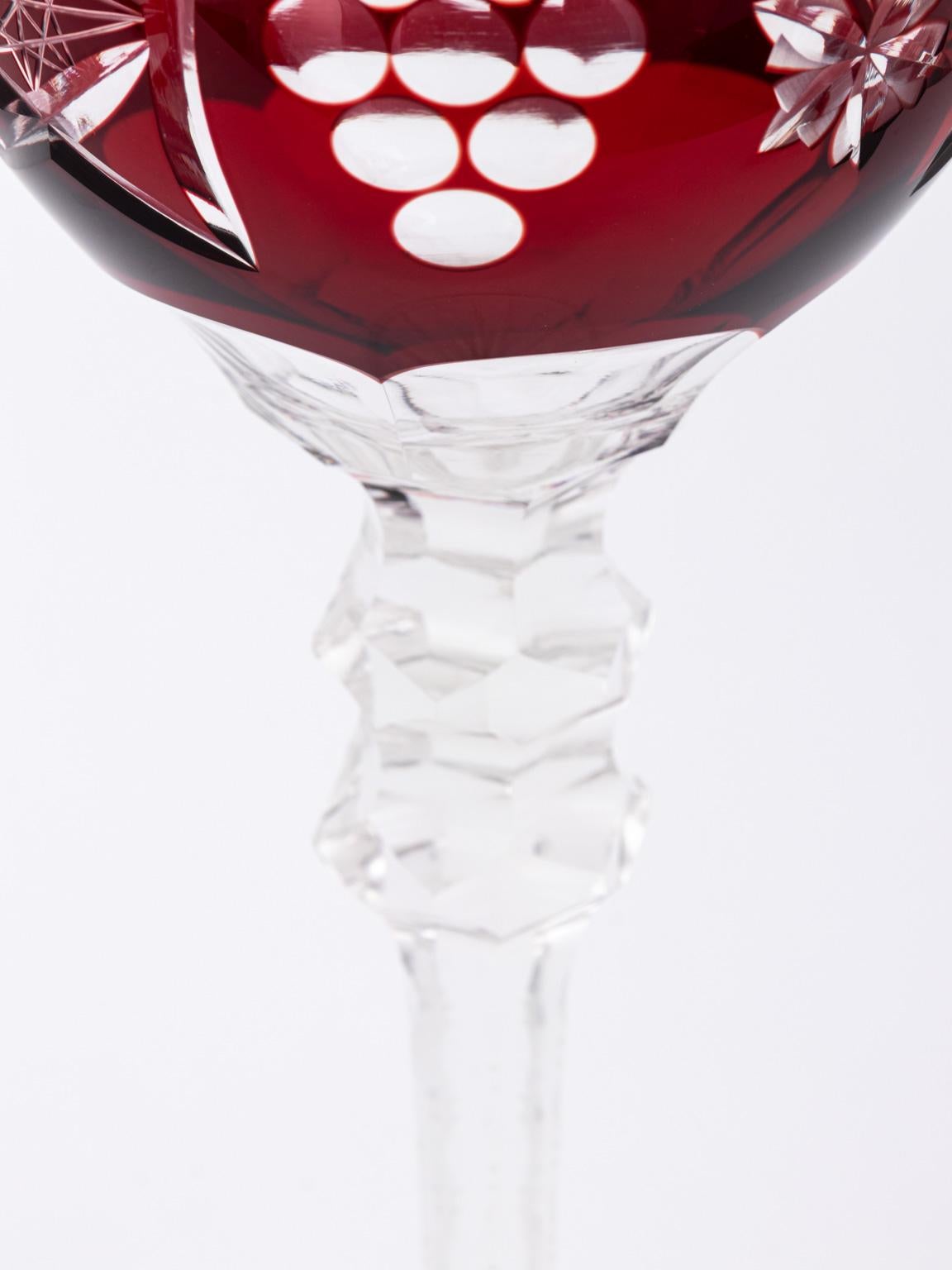 European Set of Twelve Bohemian Wine Glasses