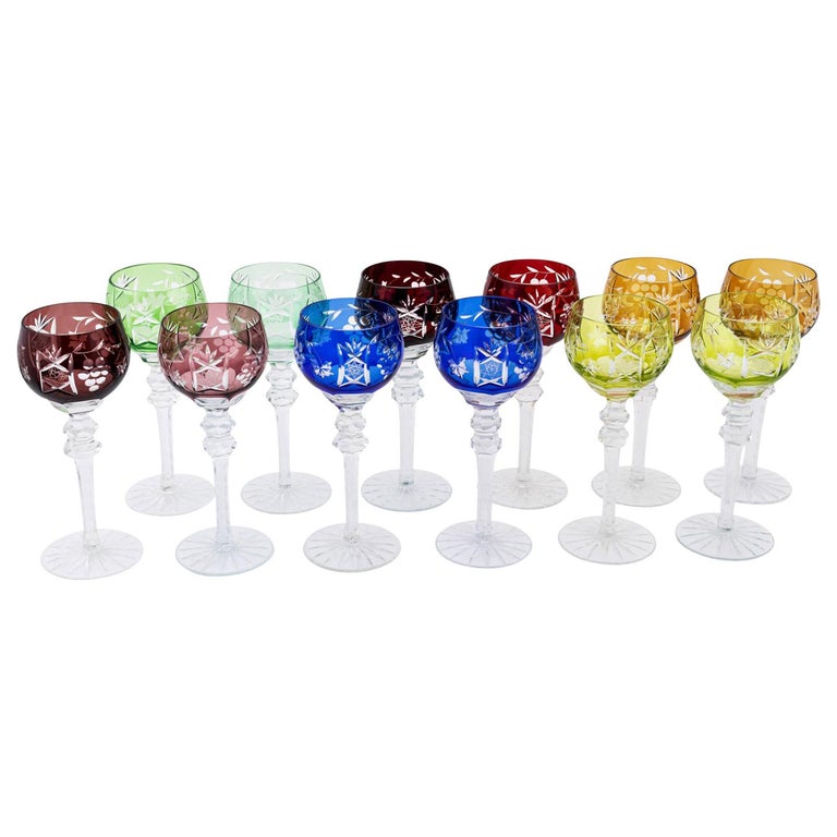 Set of Twelve Bohemian Wine Glasses