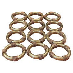 Set of Twelve Brass Rope Accent Napkin Rings