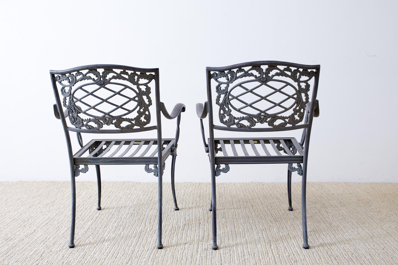 Set of Twelve Brown Jordan Neoclassical Style Garden Chairs 9