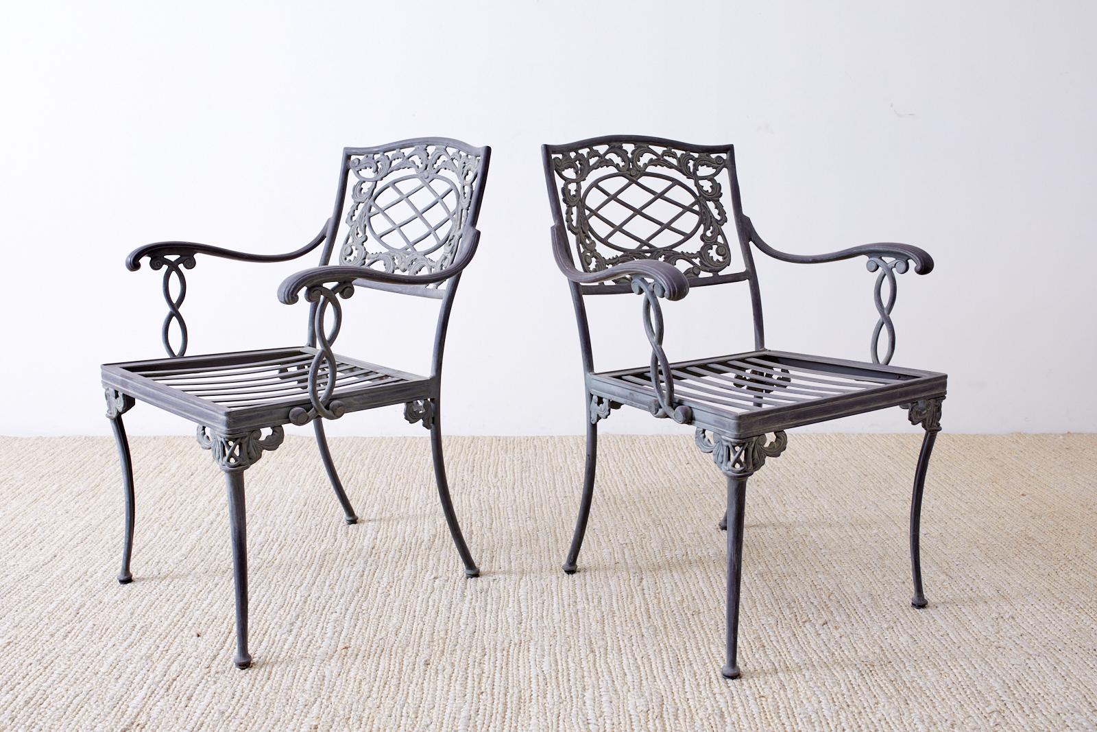 American Set of Twelve Brown Jordan Neoclassical Style Garden Chairs