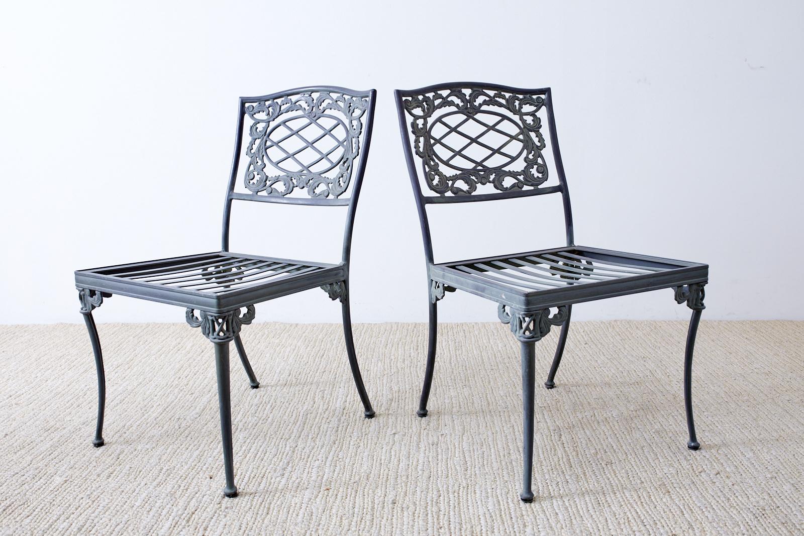 Set of Twelve Brown Jordan Neoclassical Style Garden Chairs In Good Condition In Rio Vista, CA