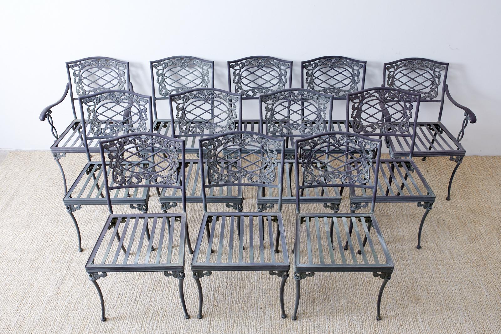 20th Century Set of Twelve Brown Jordan Neoclassical Style Garden Chairs