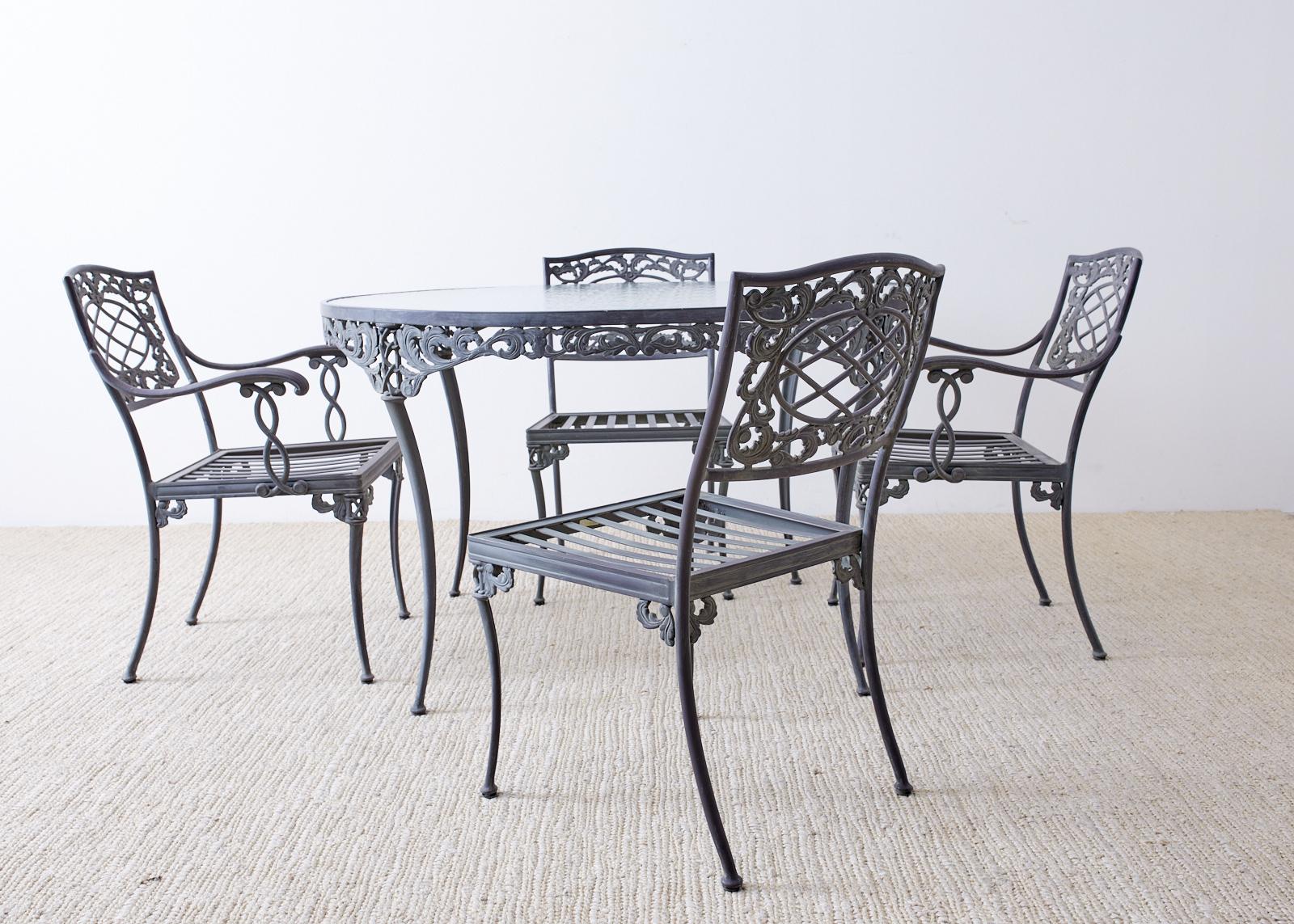 Aluminum Set of Twelve Brown Jordan Neoclassical Style Garden Chairs