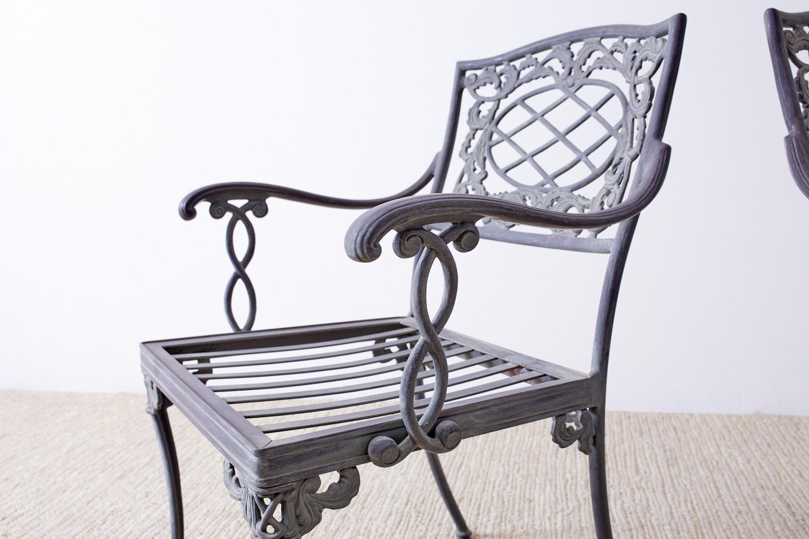 Set of Twelve Brown Jordan Neoclassical Style Garden Chairs 1