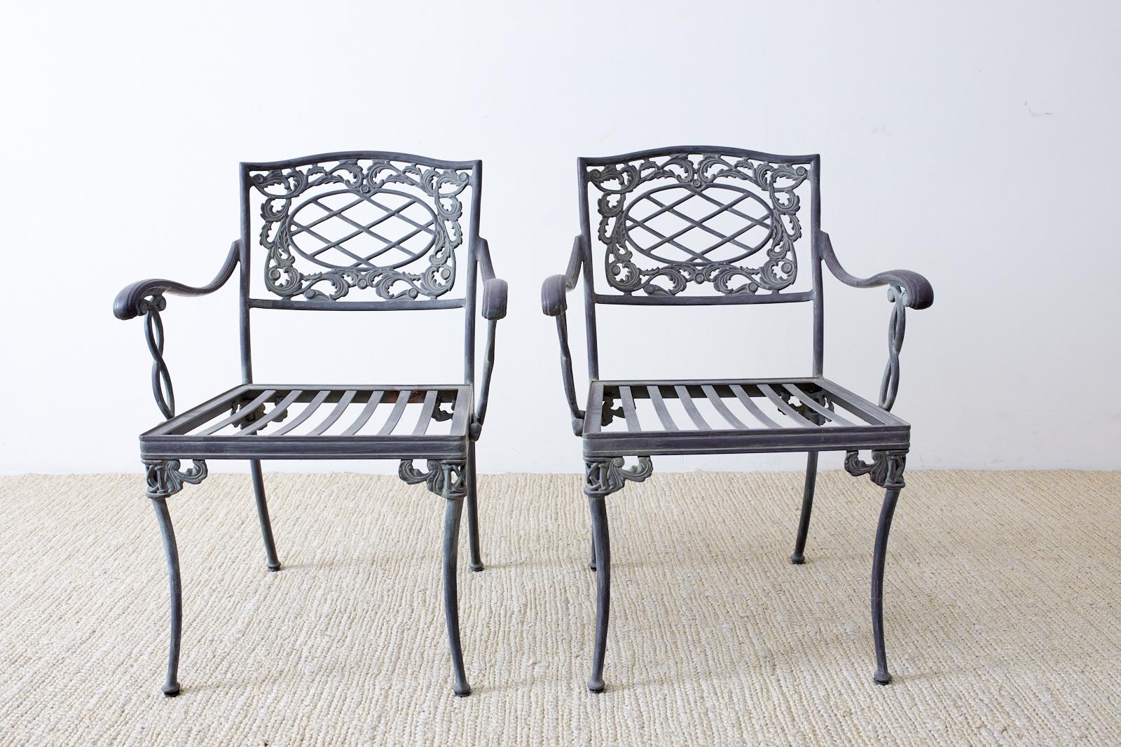 Set of Twelve Brown Jordan Neoclassical Style Garden Chairs 2