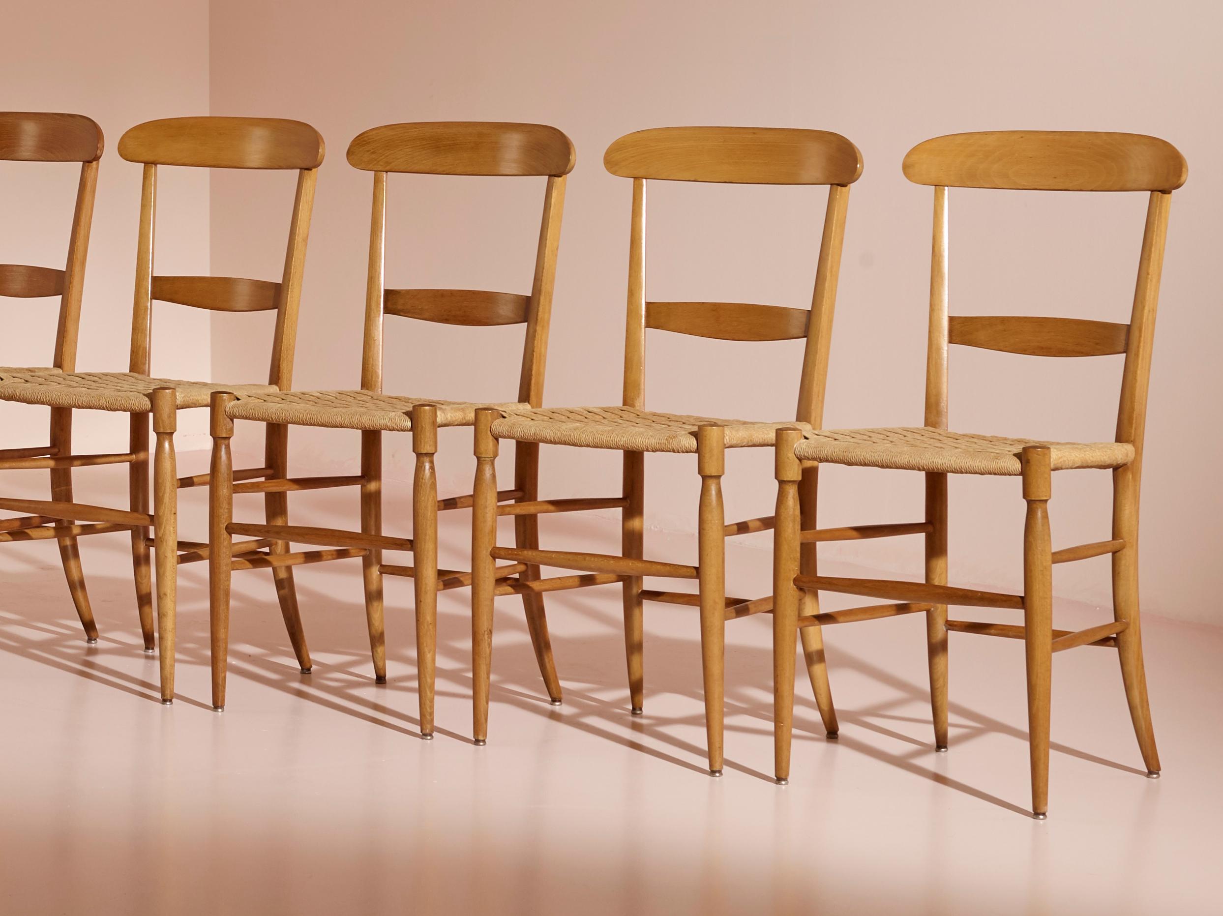 Set of twelve Campanino Chairs by Fratelli Levaggi, Chiavari, Italy, 1970s 6