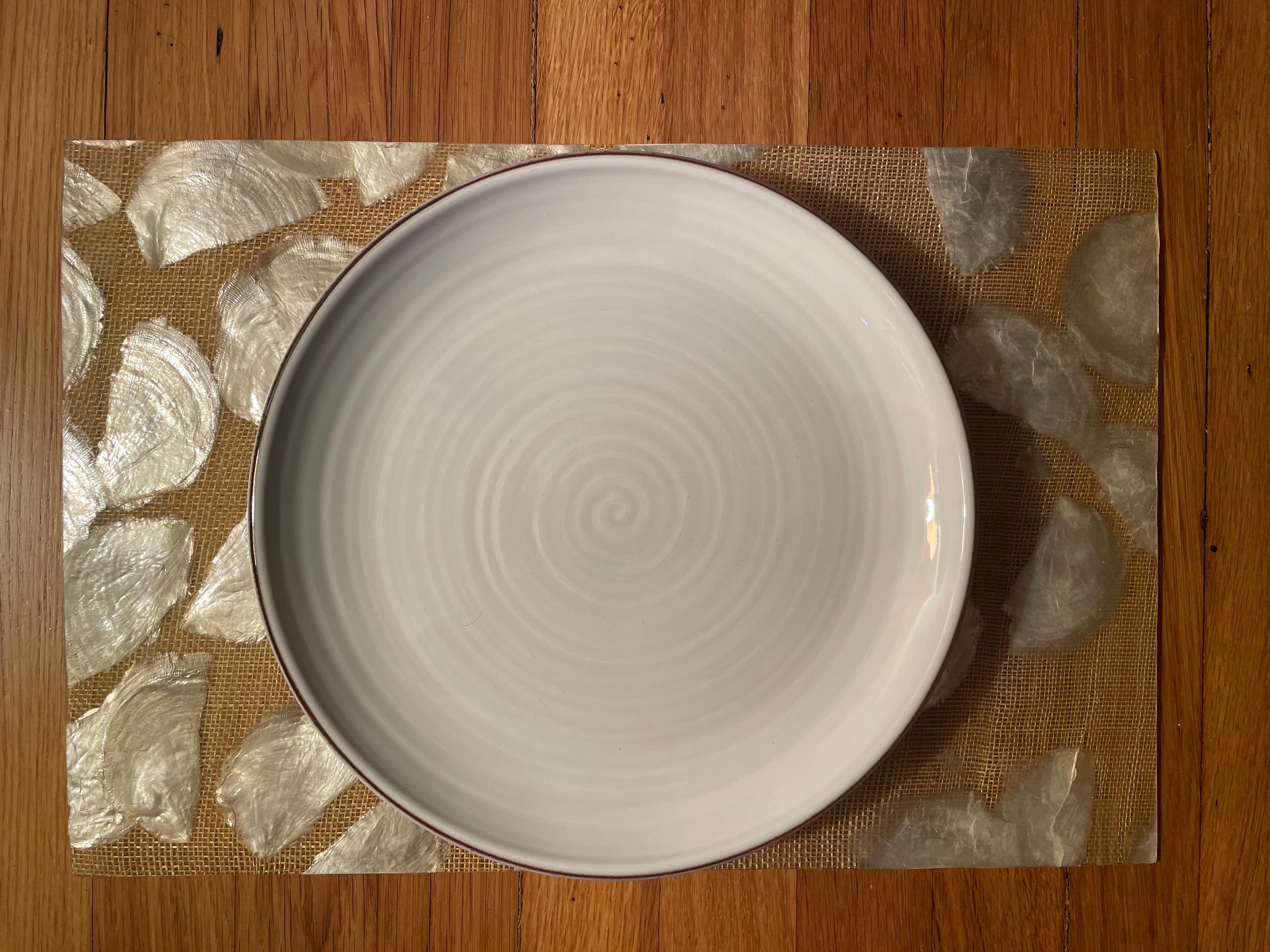 Philippine Set of Twelve Capiz Shell and Burlap Resin Placemats