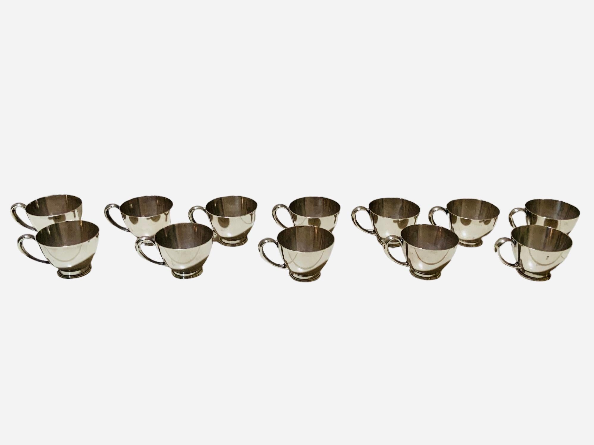 Set Of Twelve Cartier Sterling Cups For Sale 2