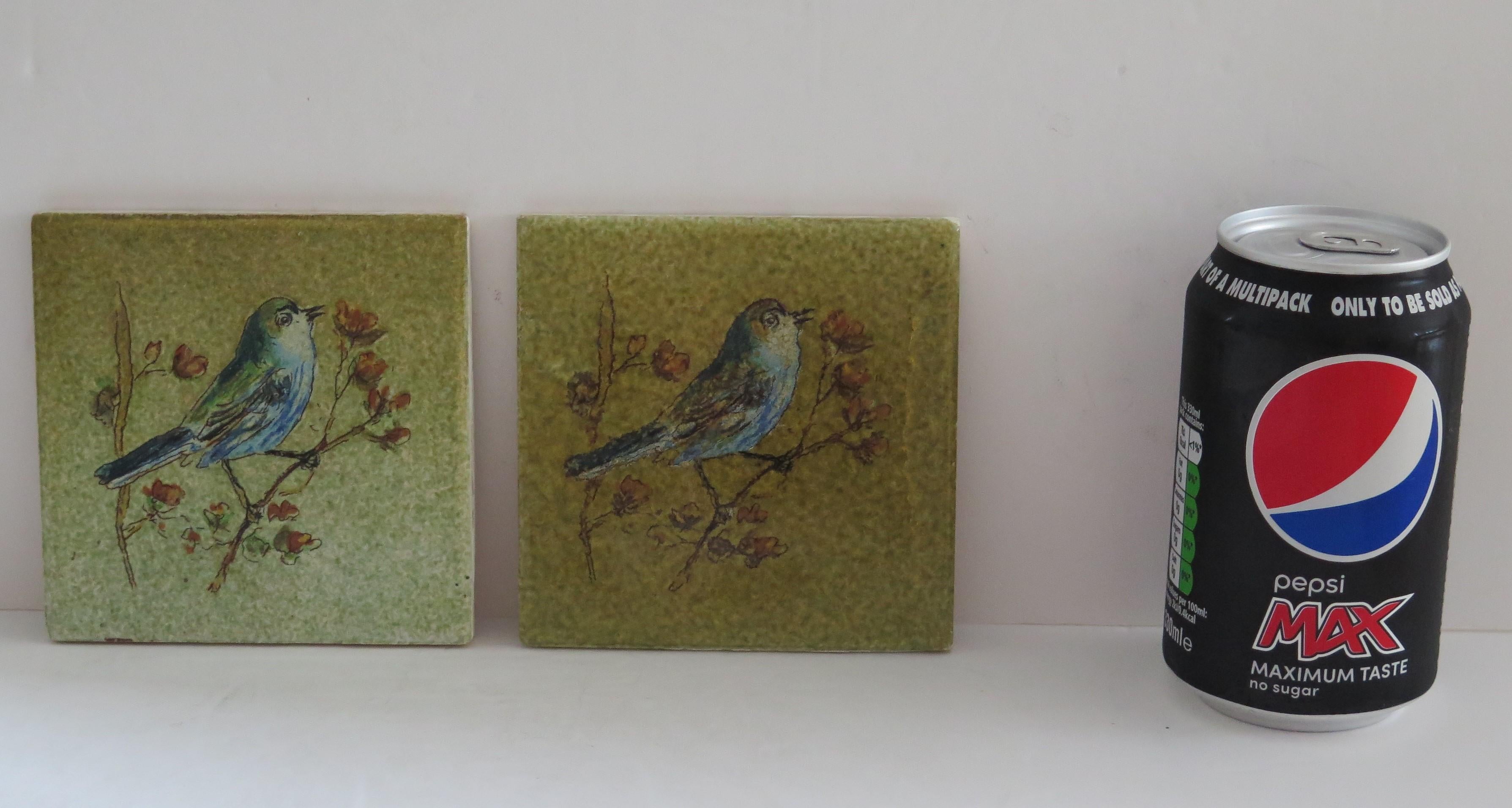 Set of TWELVE Ceramic Wall Tiles Square hand enamelled, circa 1930 For Sale 5
