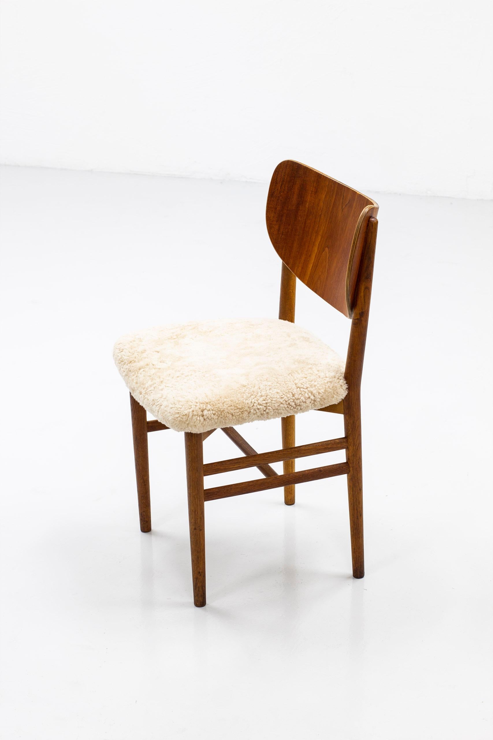 Set of Twelve Chairs in Teak and Oak with Sheepskin by Nils & Eva Koppel 9