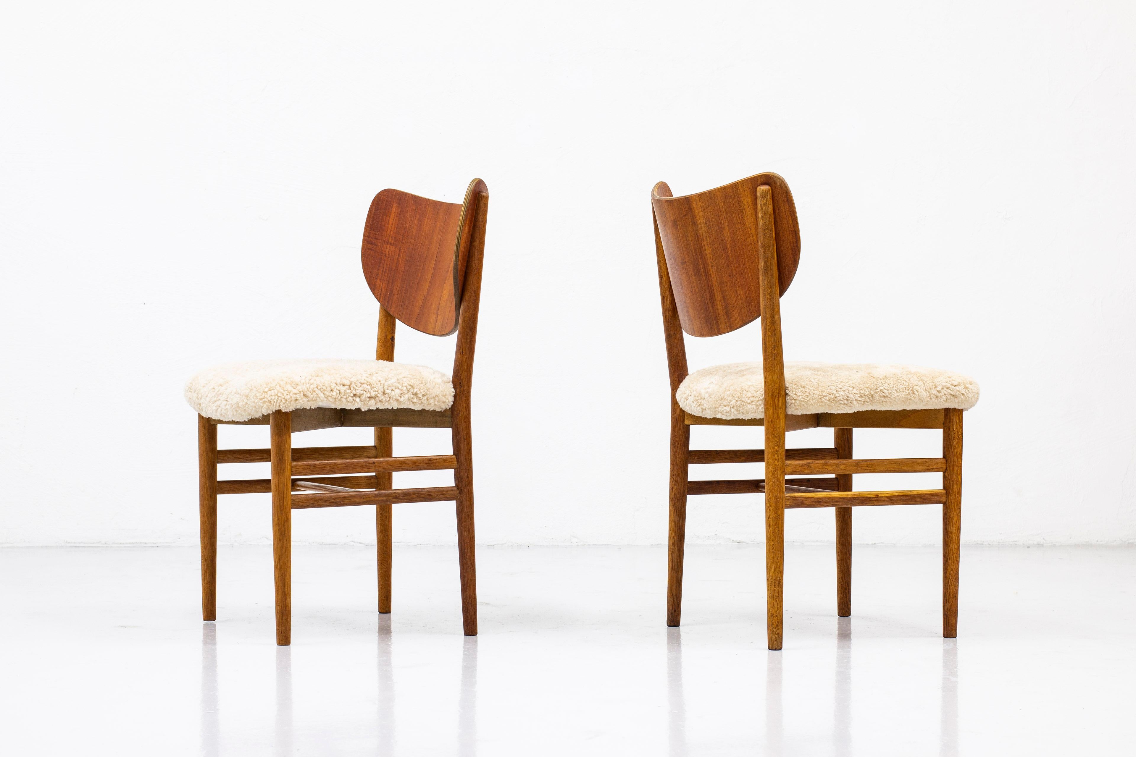 Set of Twelve Chairs in Teak and Oak with Sheepskin by Nils & Eva Koppel 2