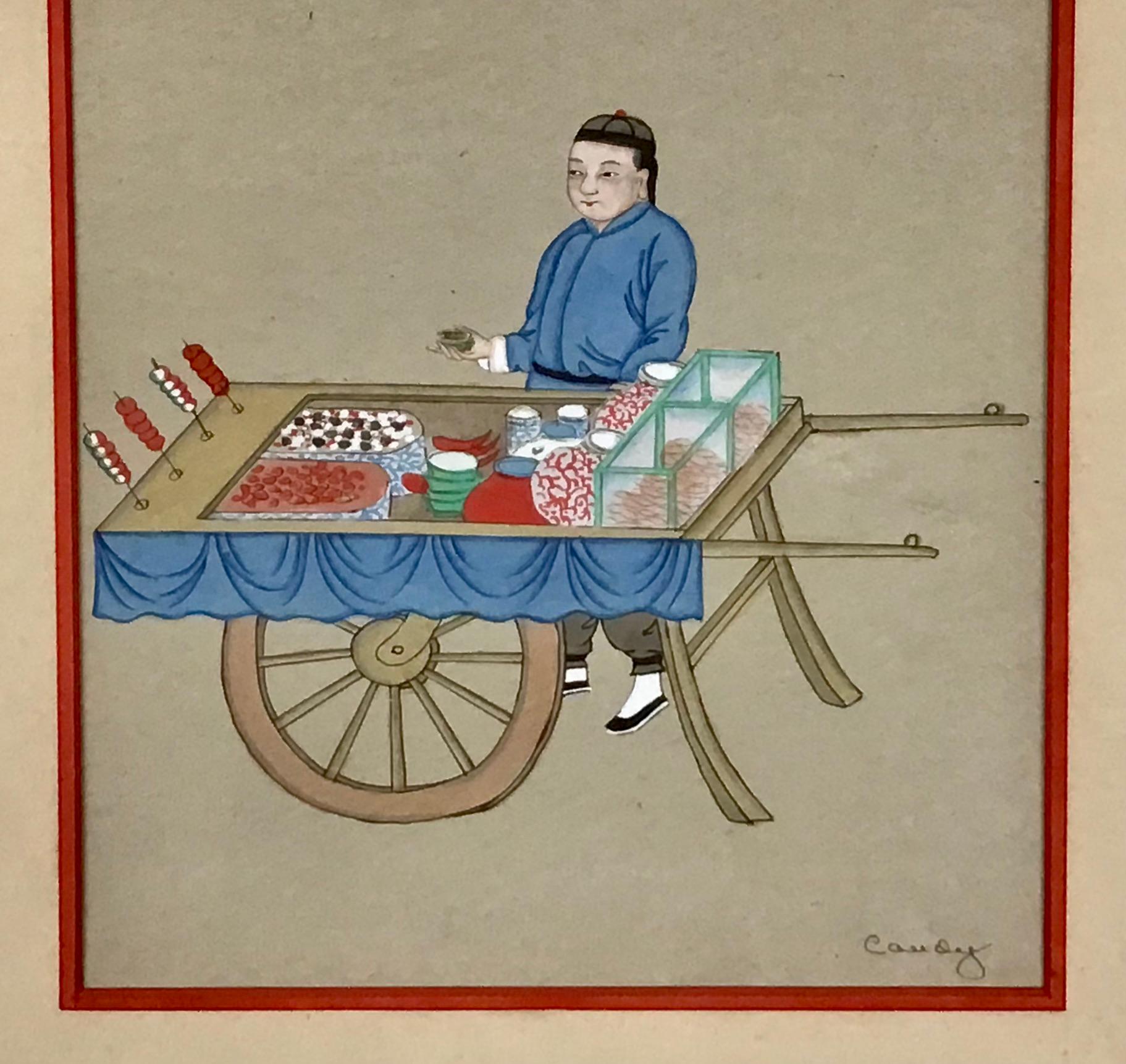 Ensemble de douze peintures chinoises à la gouache dans des cadres en bambou en vente 6