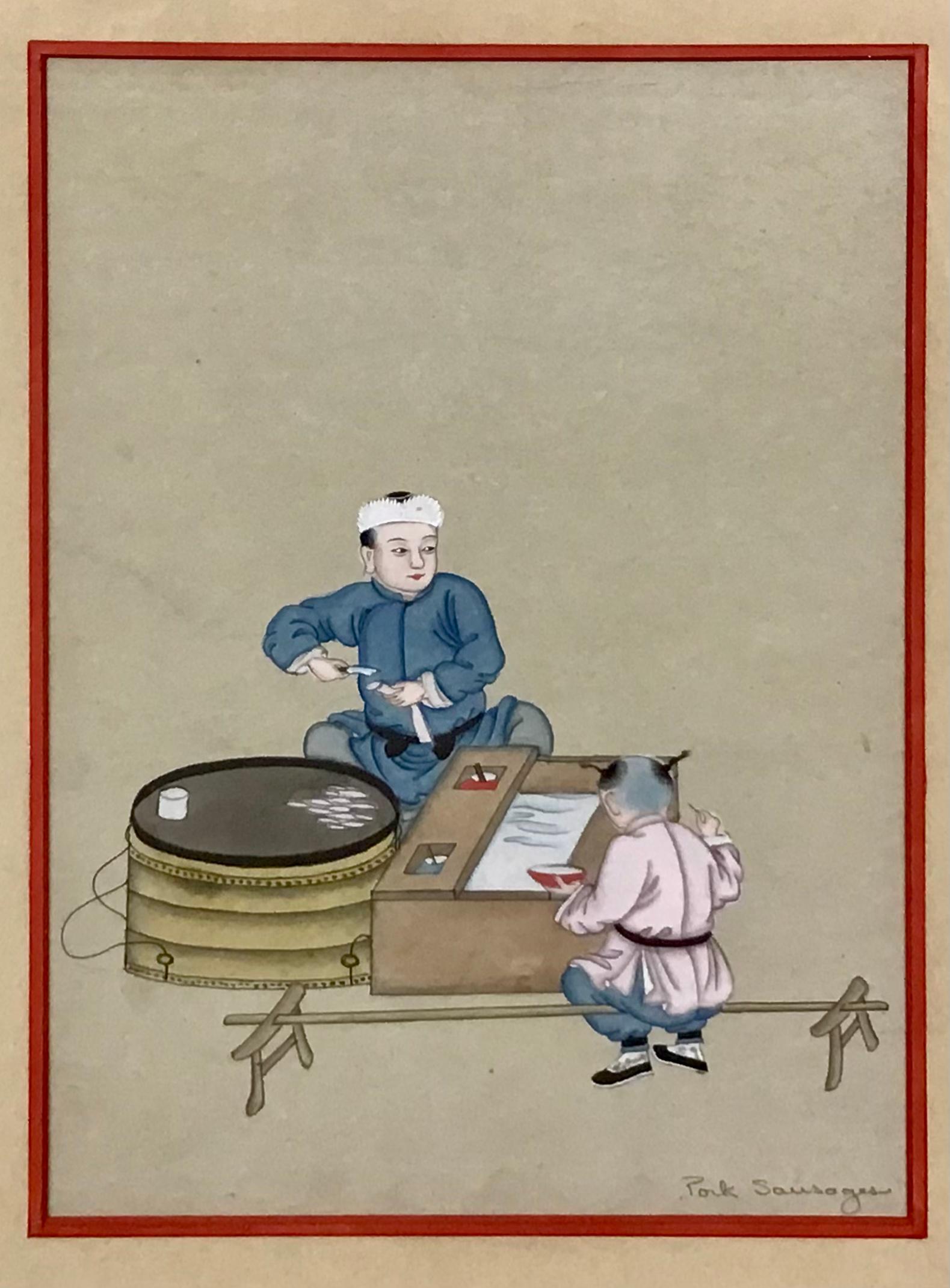 Ensemble de douze peintures chinoises à la gouache dans des cadres en bambou en vente 10