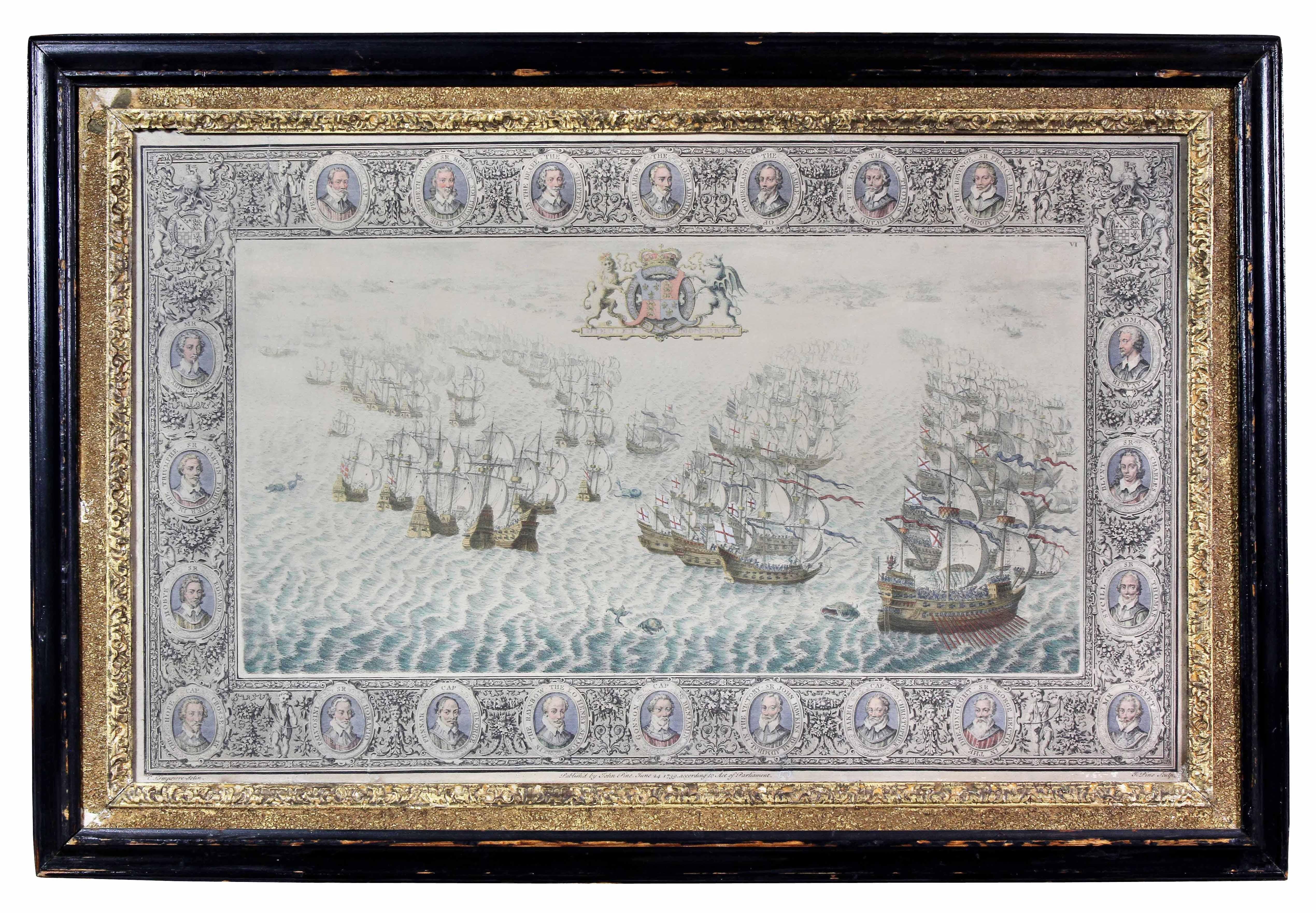 Set of Twelve Colored Engravings of the Defeat of the Spanish Armada by J. Pine 2
