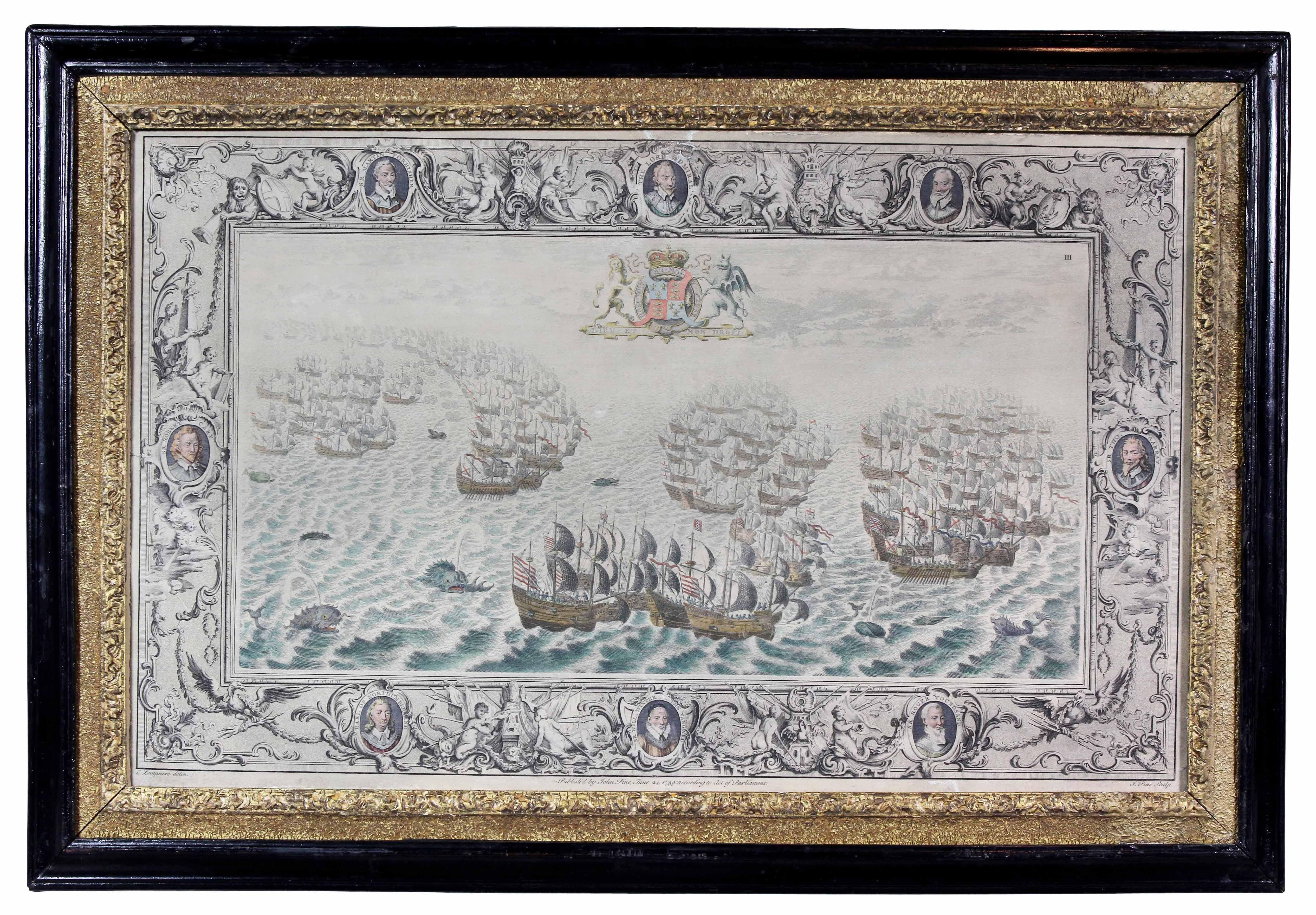 Set of Twelve Colored Engravings of the Defeat of the Spanish Armada by J. Pine 4