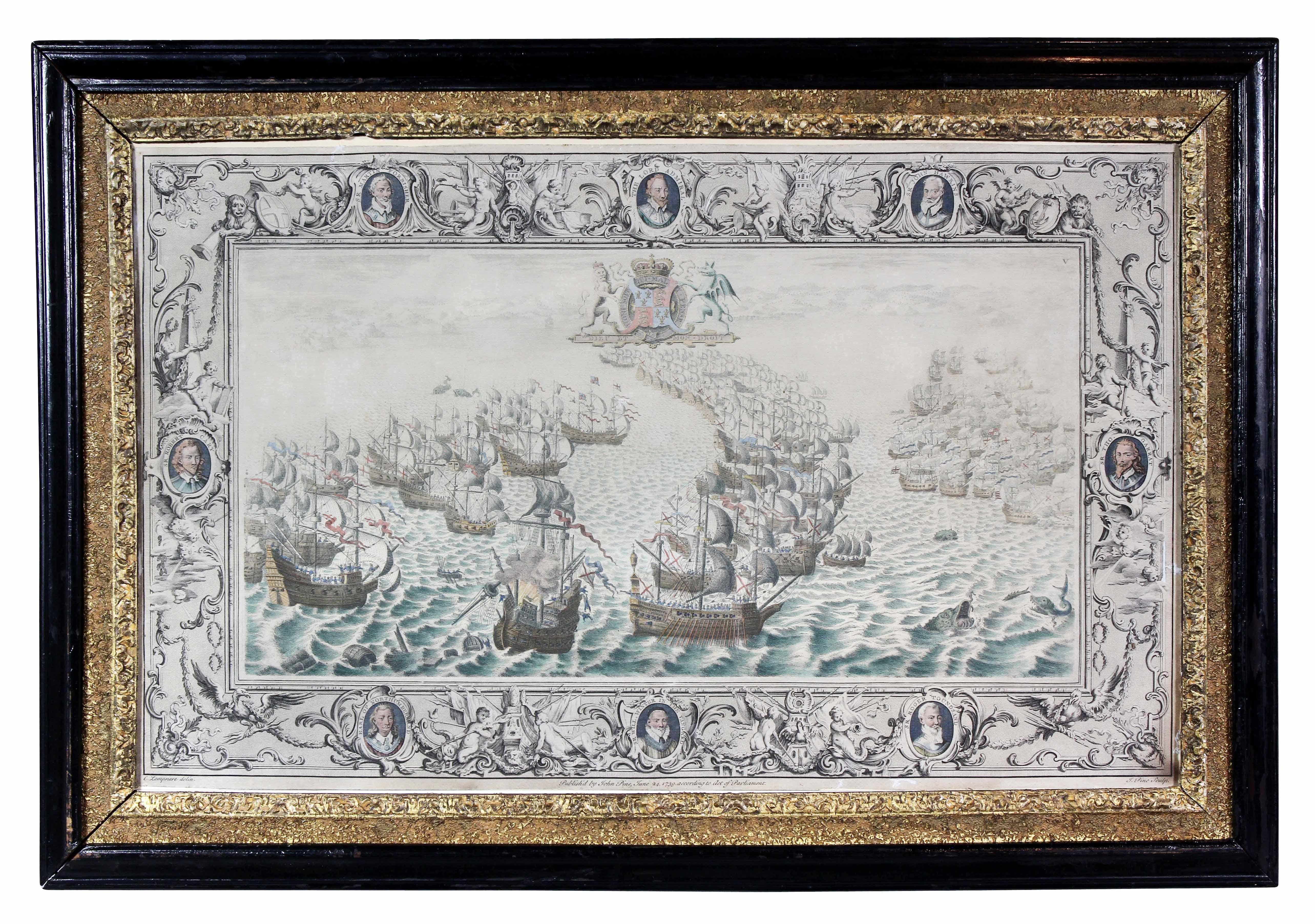Set of Twelve Colored Engravings of the Defeat of the Spanish Armada by J. Pine 8