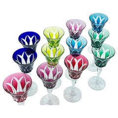 Set of Twelve Colourful Saint-Louis Crystal Camargue or Wine Glasses