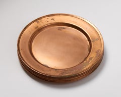 Set of Twelve Copper Serving Plates, Denmark, 1960s