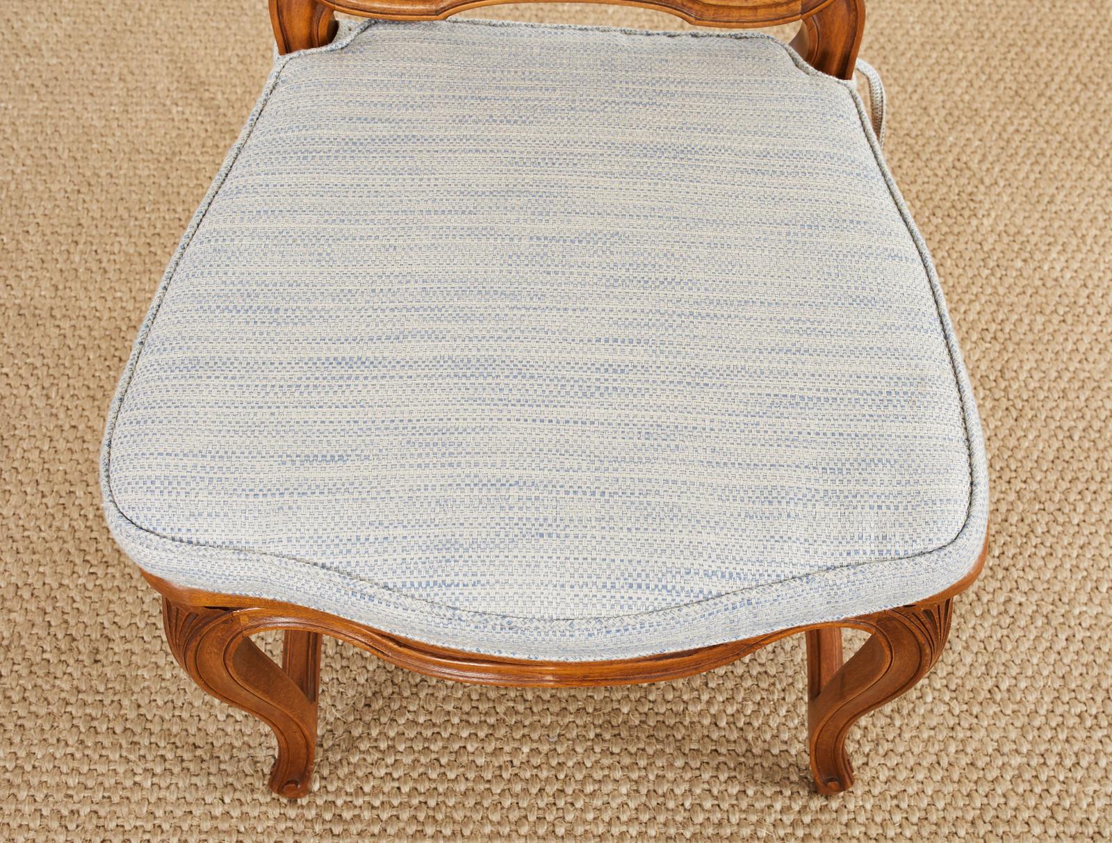 Set of Twelve Country French Provincial Fruitwood Caned Dining Chairs 5