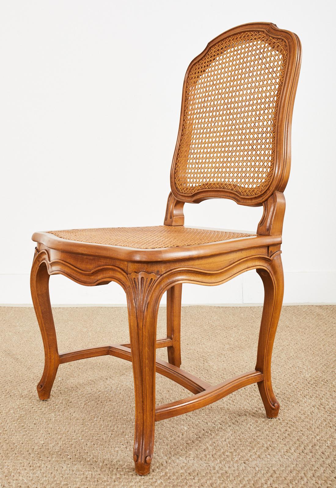 Set of Twelve Country French Provincial Fruitwood Caned Dining Chairs 11