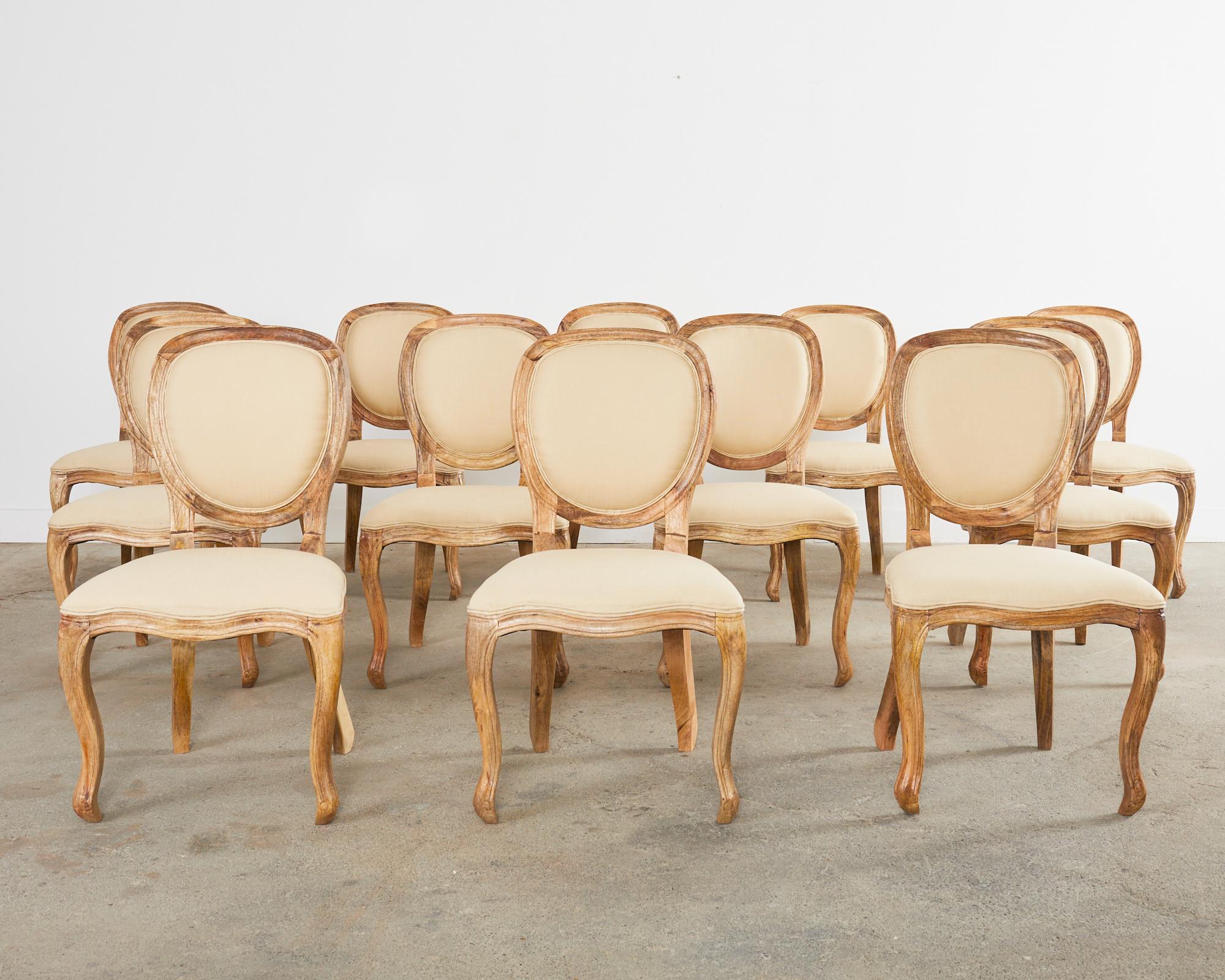 Set of Twelve Country French Provincial Style Hardwood Dining Chairs at ...