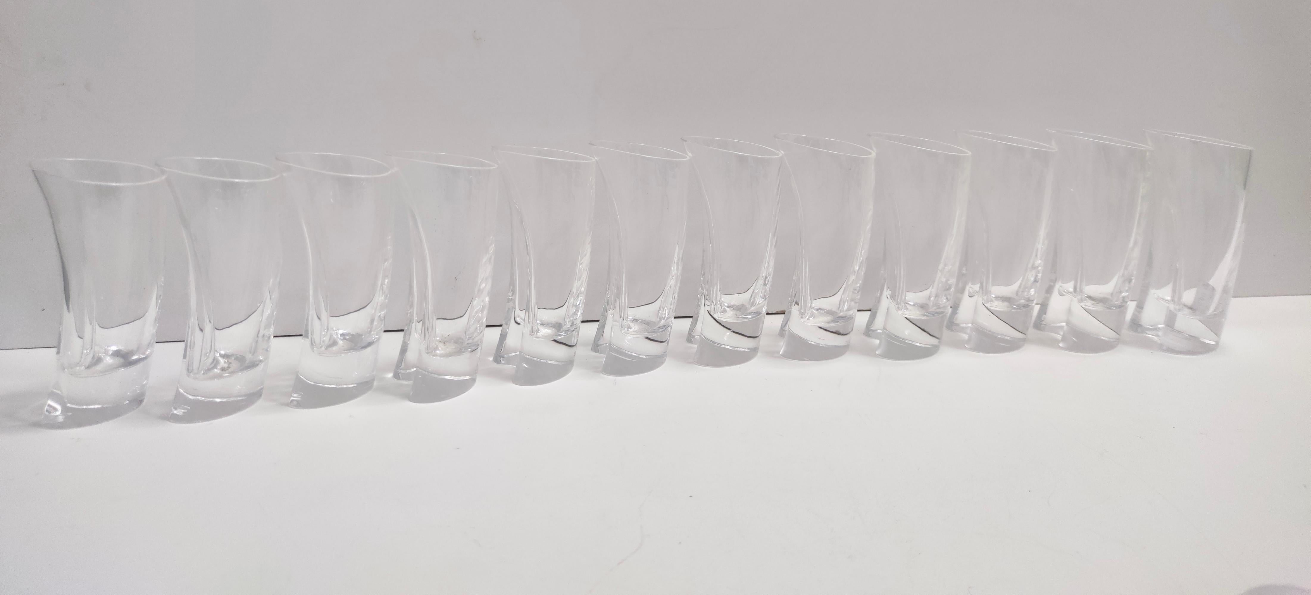 Italian Set of Twelve Crystal Drinking Glasses by A.Mangiarotti for Cristallerie Colle For Sale