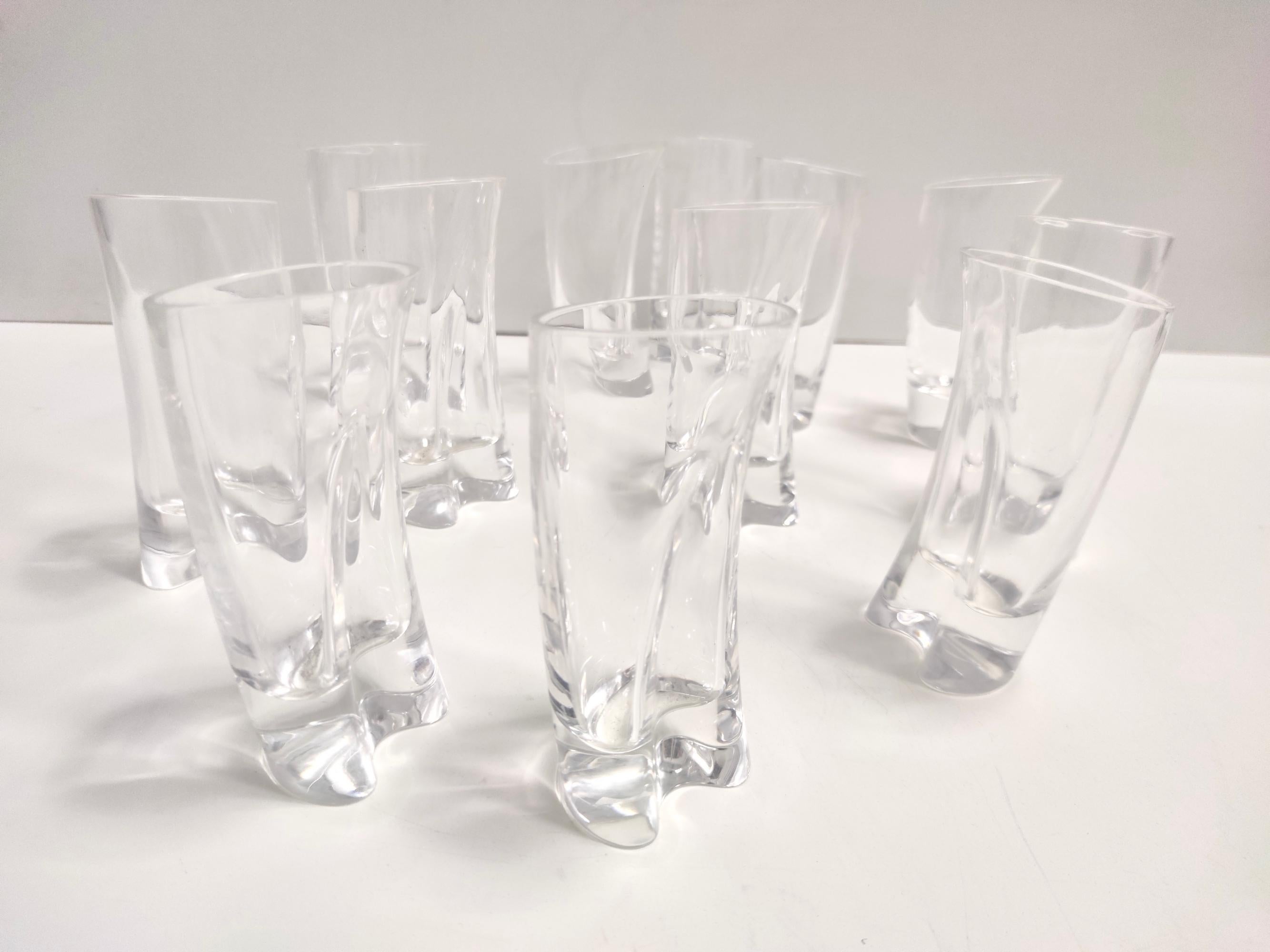 Set of Twelve Crystal Drinking Glasses by A.Mangiarotti for Cristallerie Colle In Excellent Condition For Sale In Bresso, Lombardy