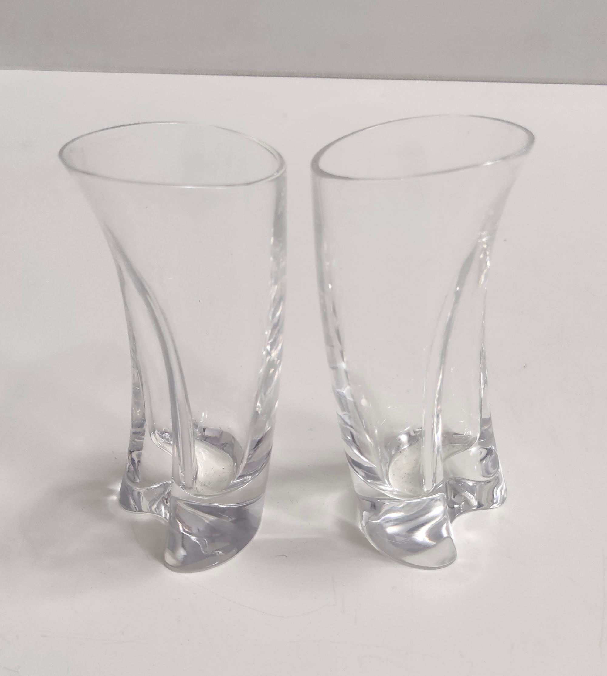 Late 20th Century Set of Twelve Crystal Drinking Glasses by A.Mangiarotti for Cristallerie Colle For Sale