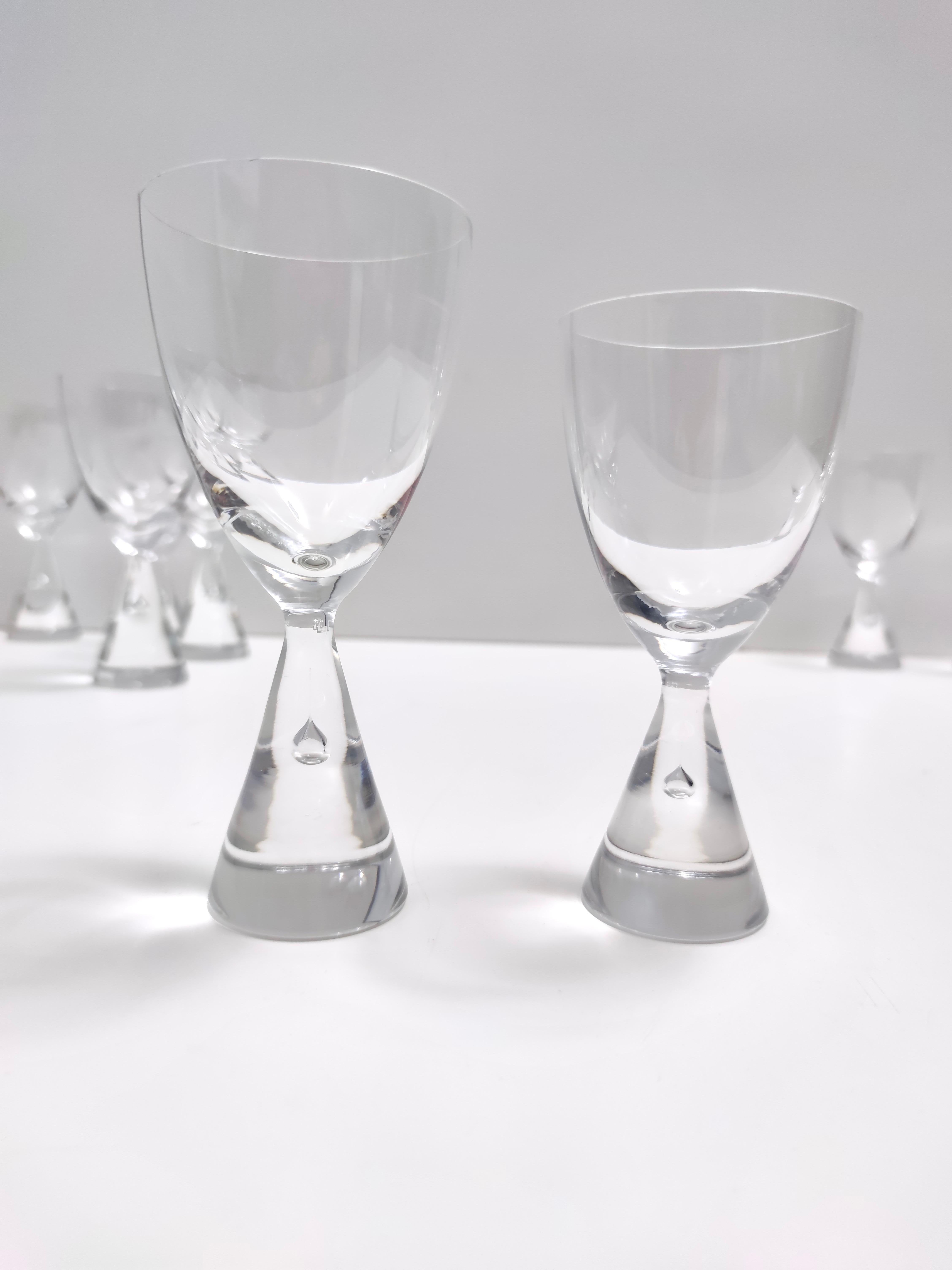 Set of Twelve Crystal Drinking Glasses by Bent Ole Severin for Holmegaard, 1958 In Excellent Condition In Bresso, Lombardy